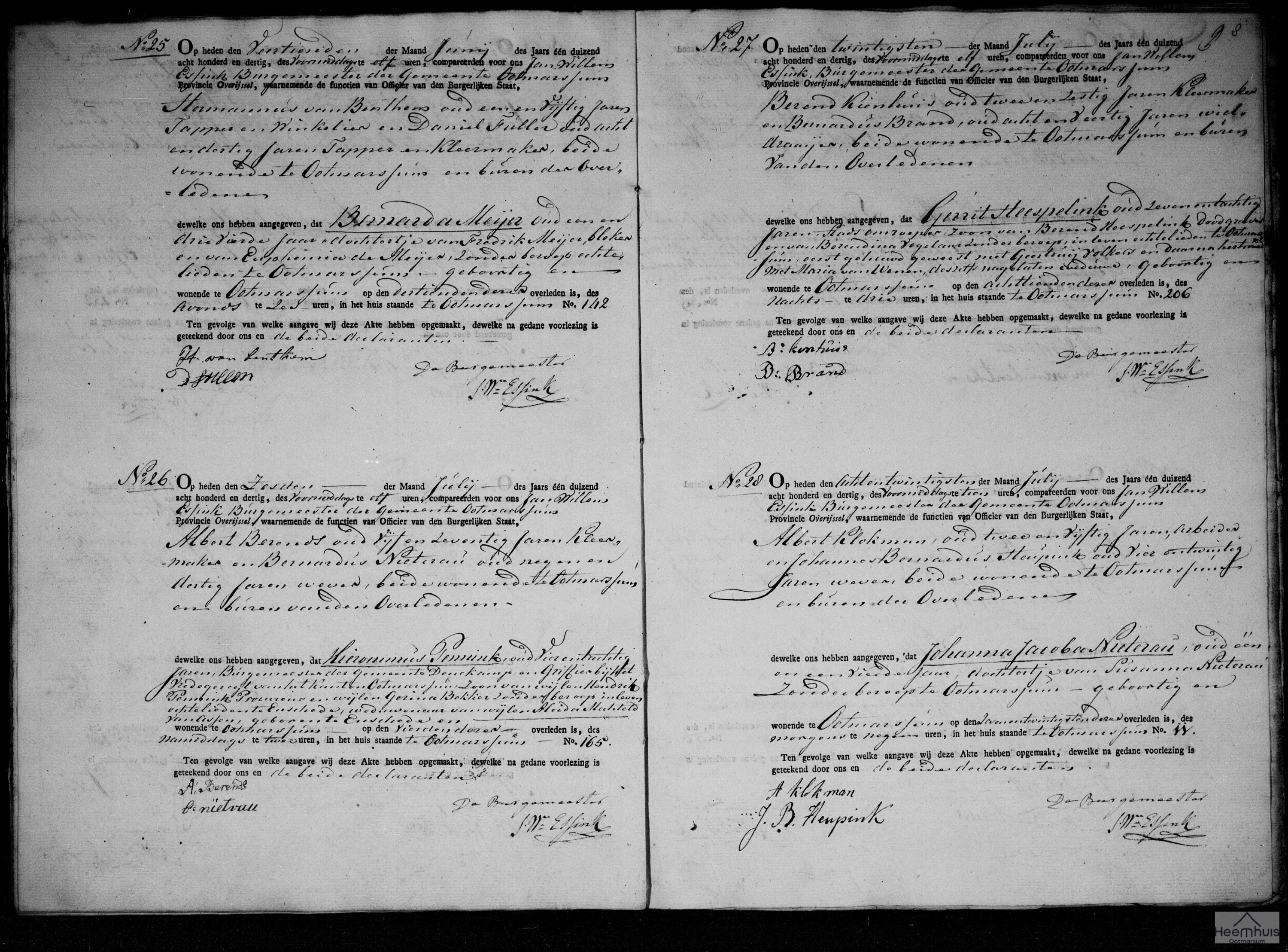 Overlijdensakte van Bernarda Meijer