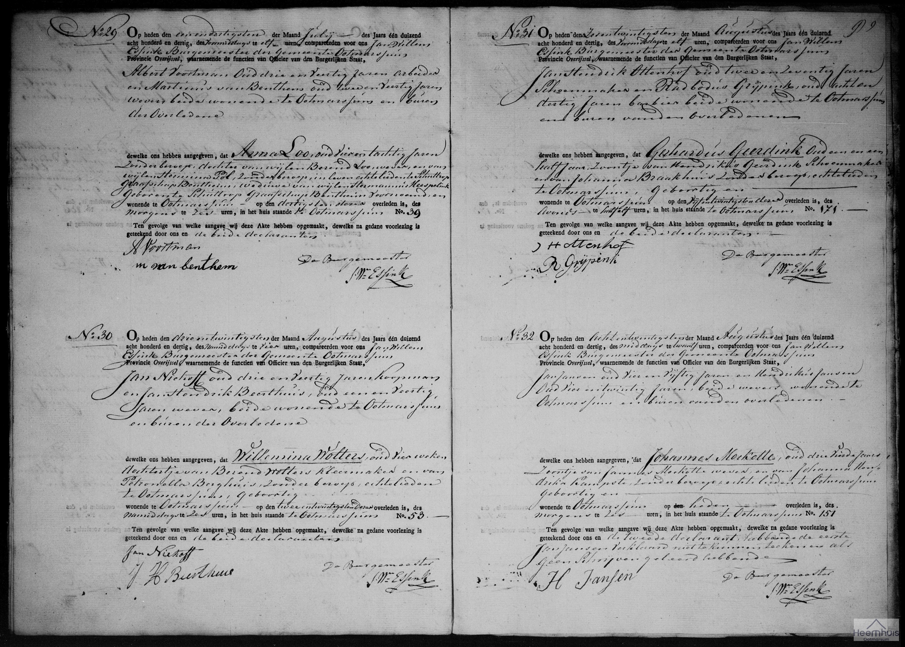 Overlijdensakte van Willemina Wolters