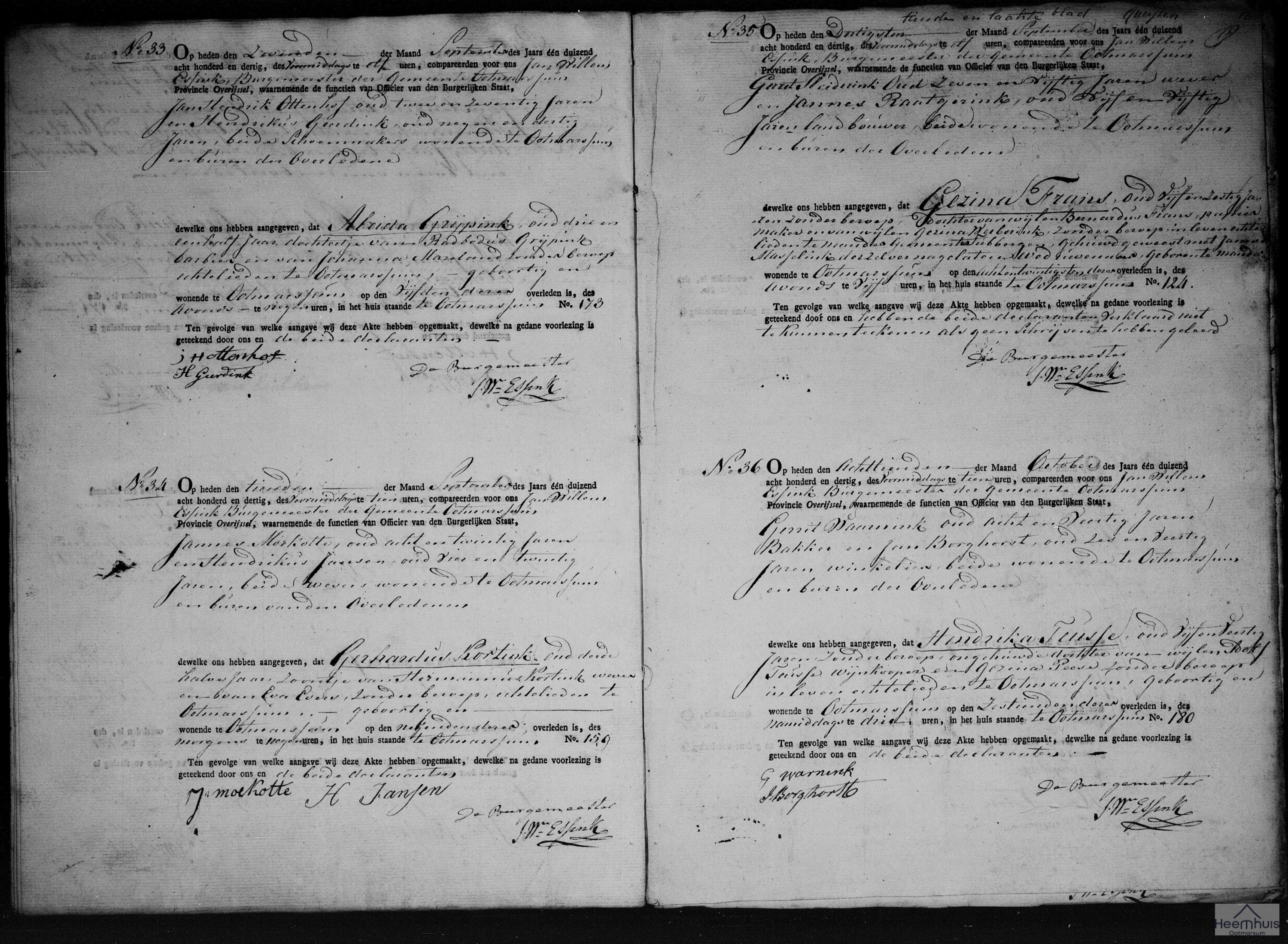 Overlijdensakte van Gerhardus Kortink
