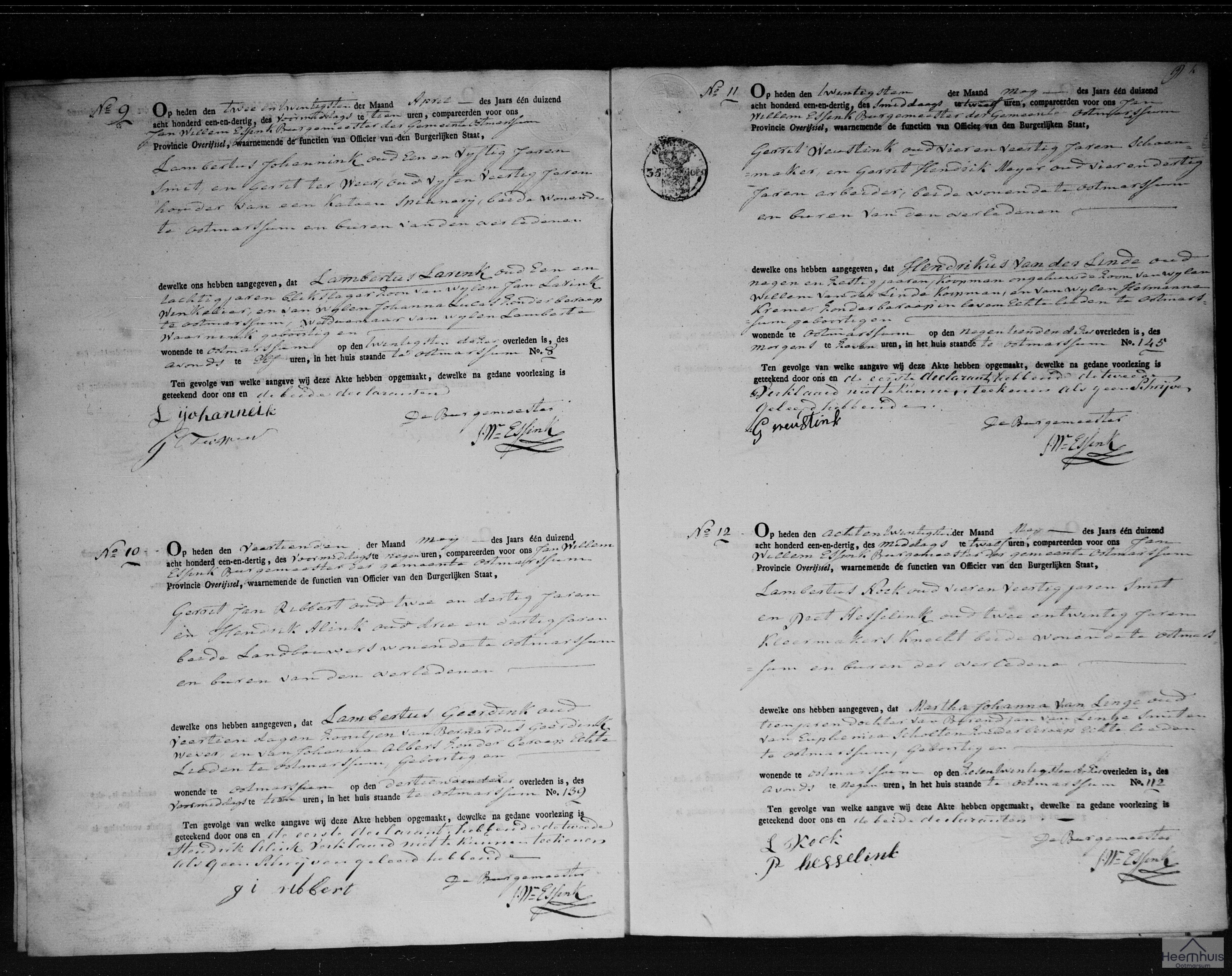 Overlijdensakte van Martha Johanna van Linge