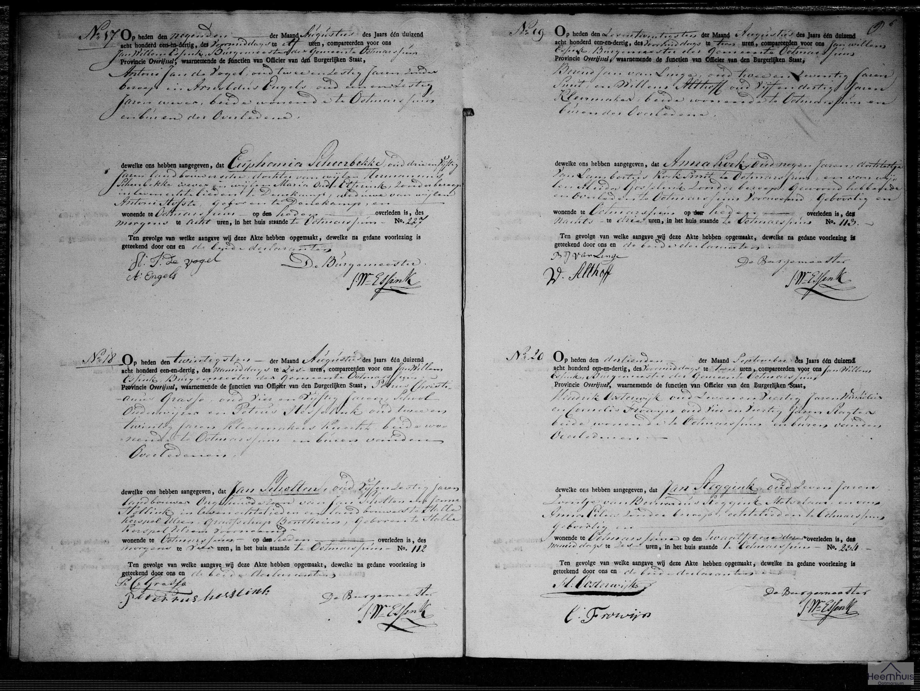 Overlijdensakte van Euphemia Scheerbekke