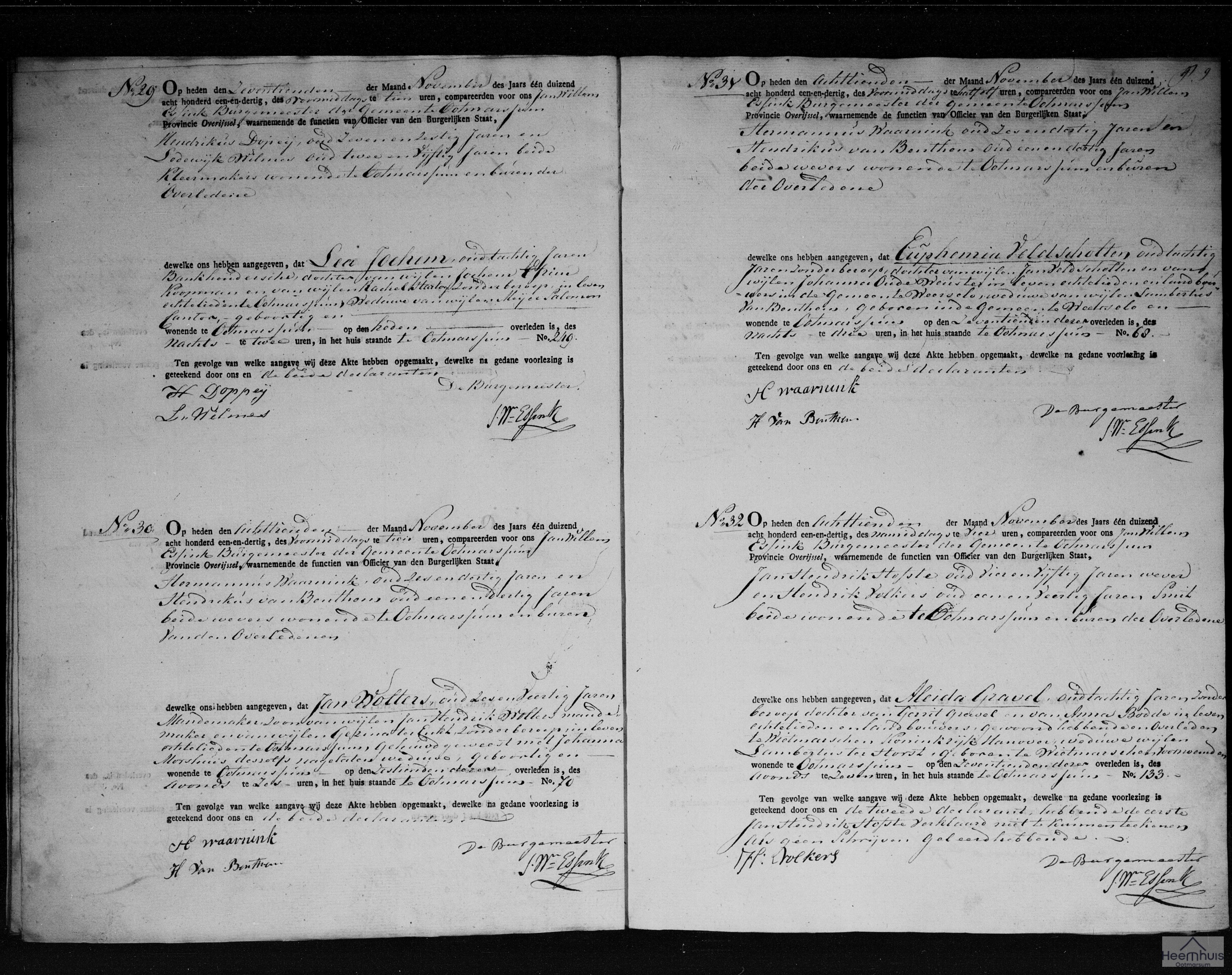 Overlijdensakte van Euphemia Veldscholten