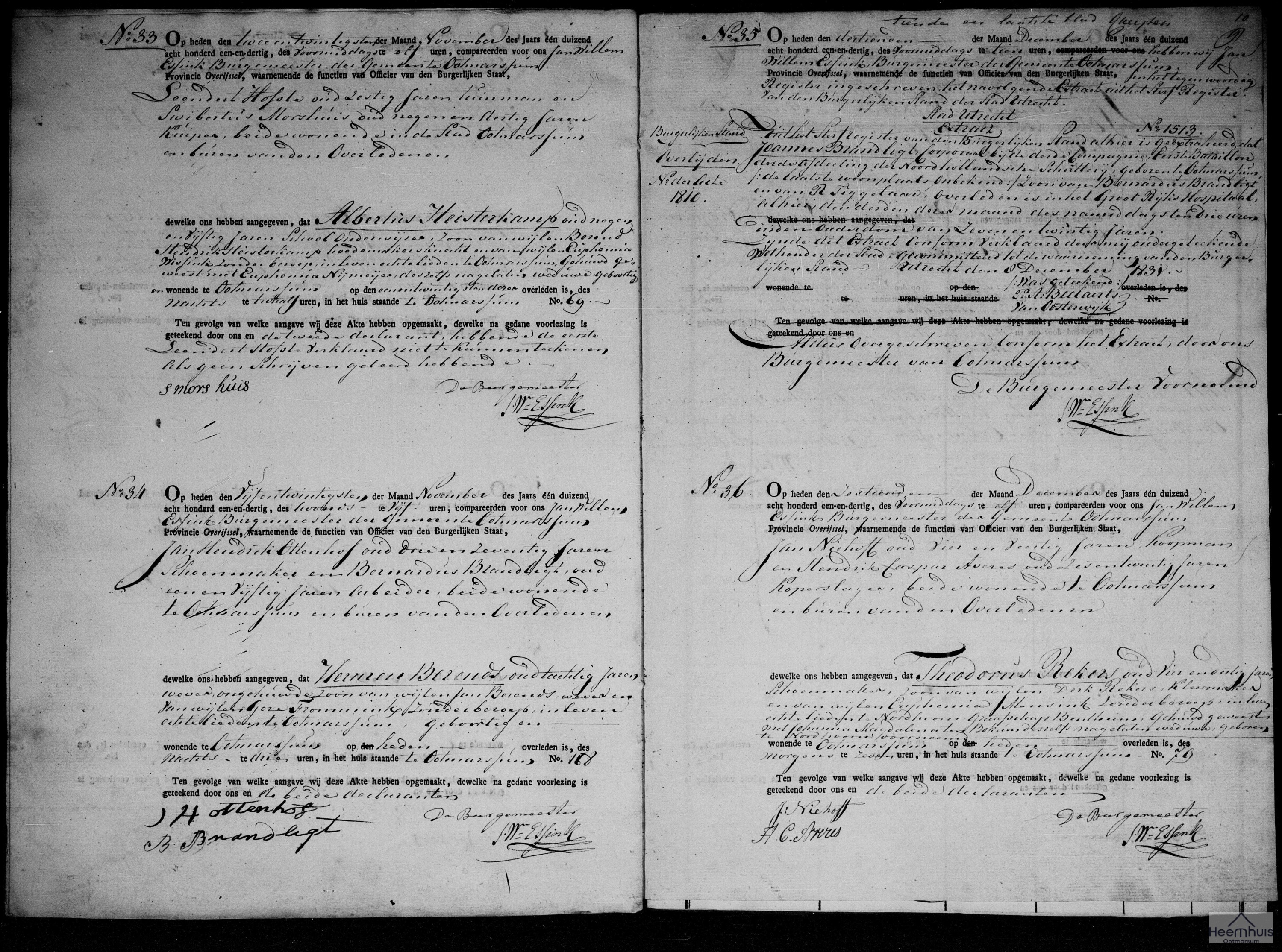 Overlijdensakte van Albertus Heisterkamp