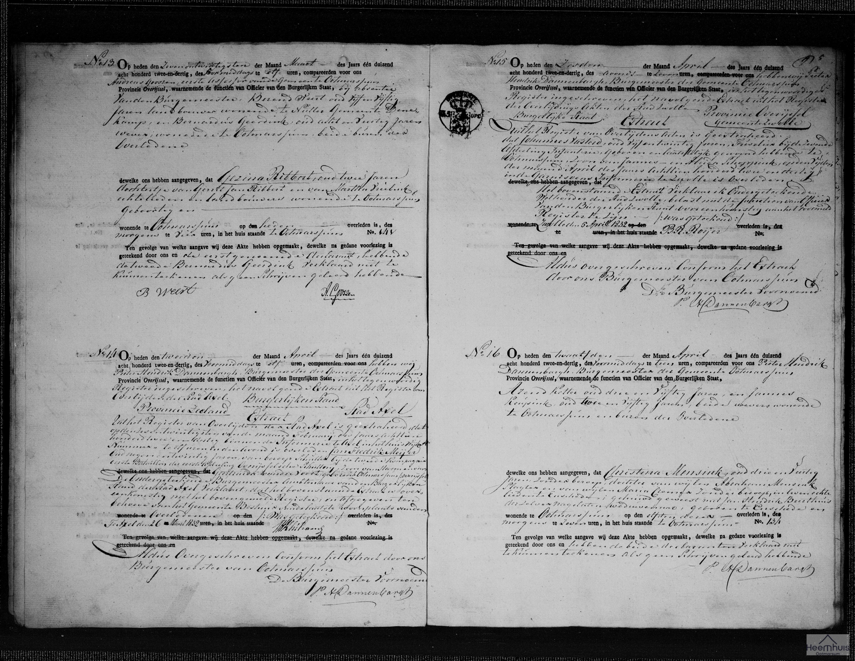 Overlijdensakte van Johannes Vasterd