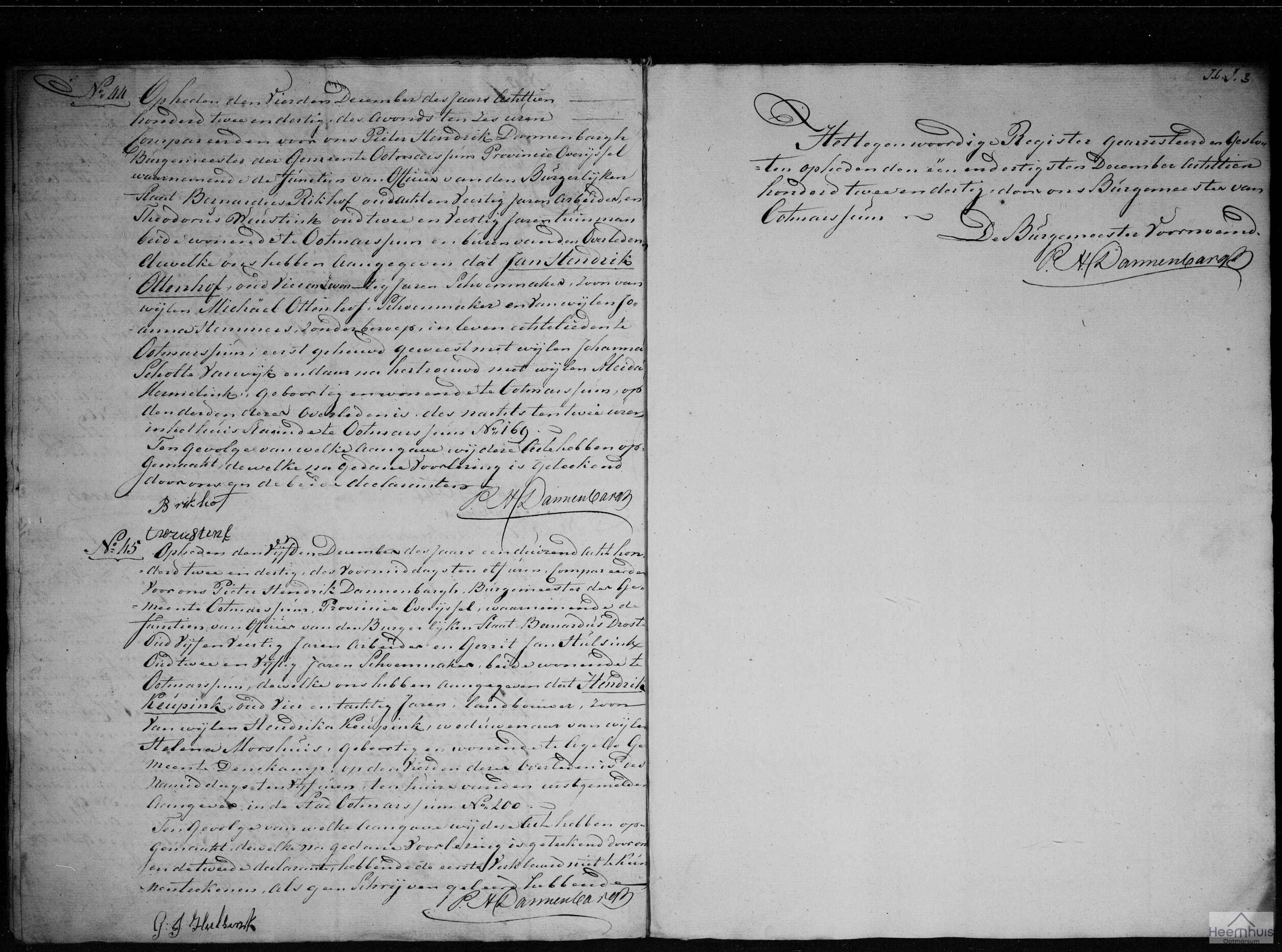 Overlijdensakte van Hendrik Keupink