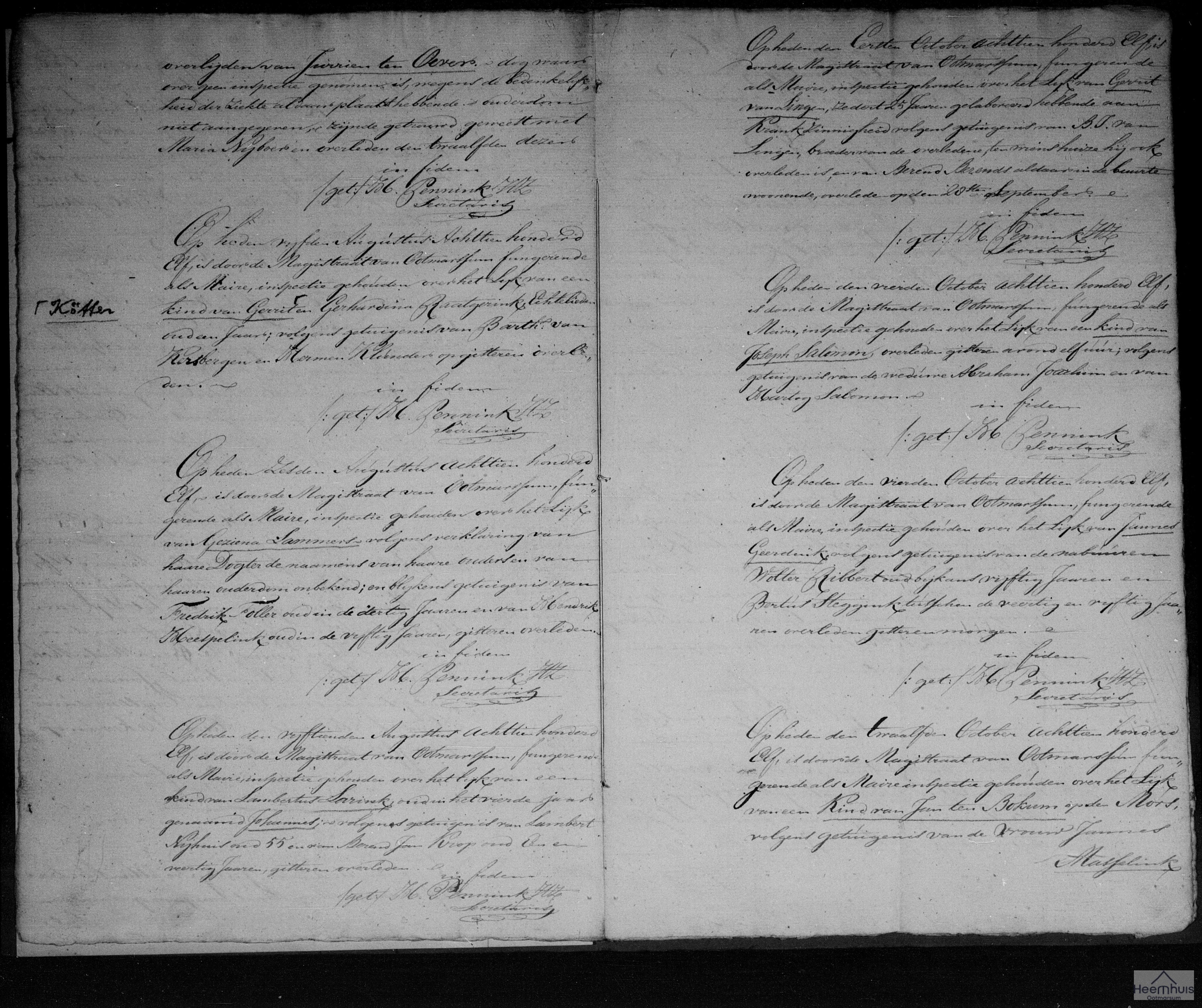 Overlijdensakte van kind ten Bokum Overlijdensakte van kind ten Bokum