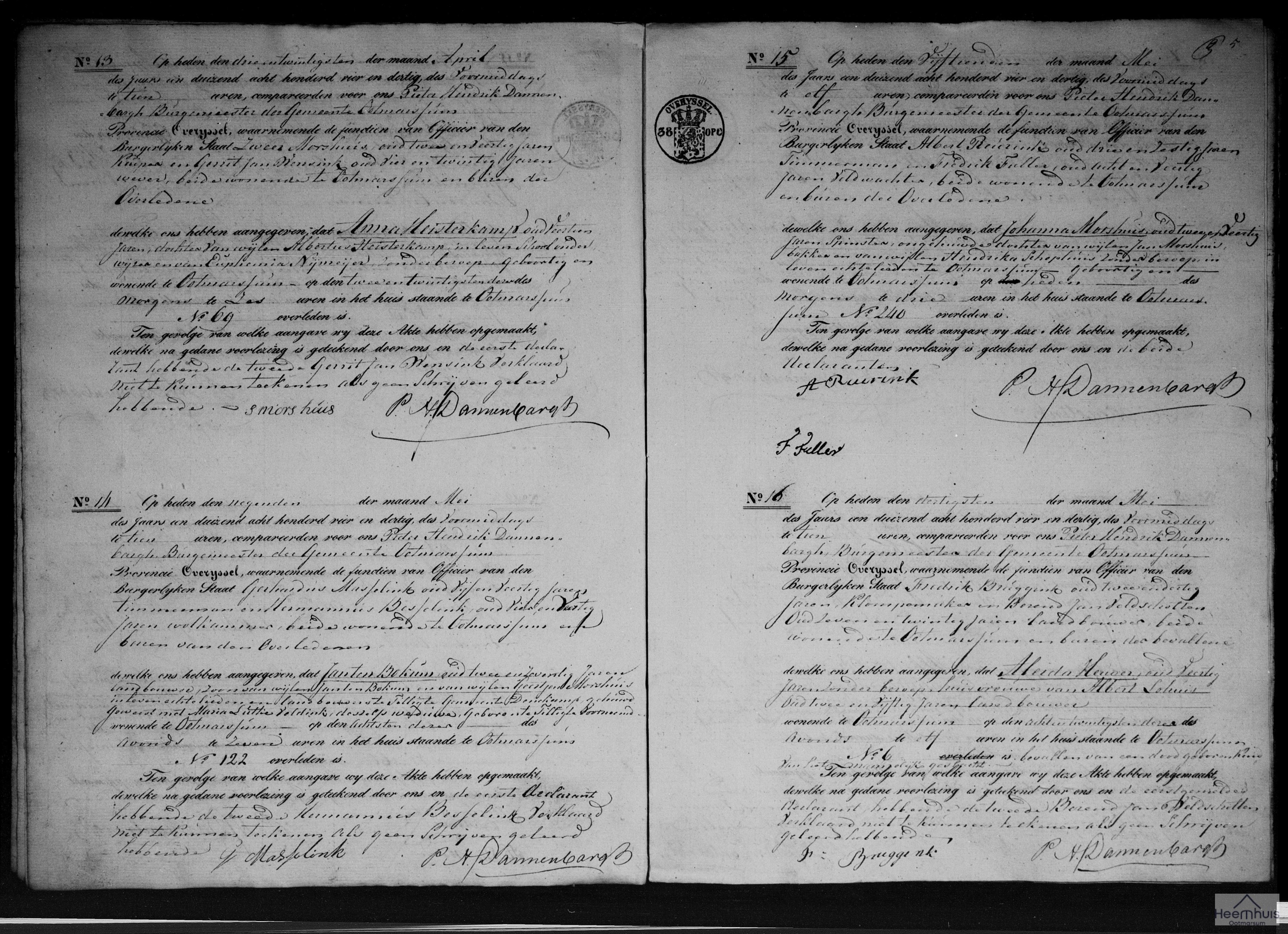 Overlijdensakte van Jan ten Bokum Overlijdensakte van Jan ten Bokum