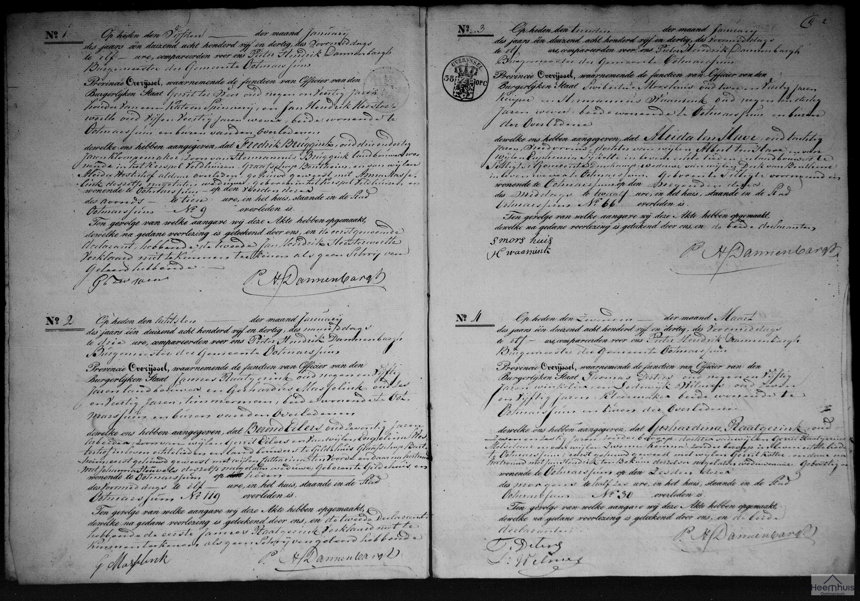 Overlijdensakte van Fredrik Bruggink