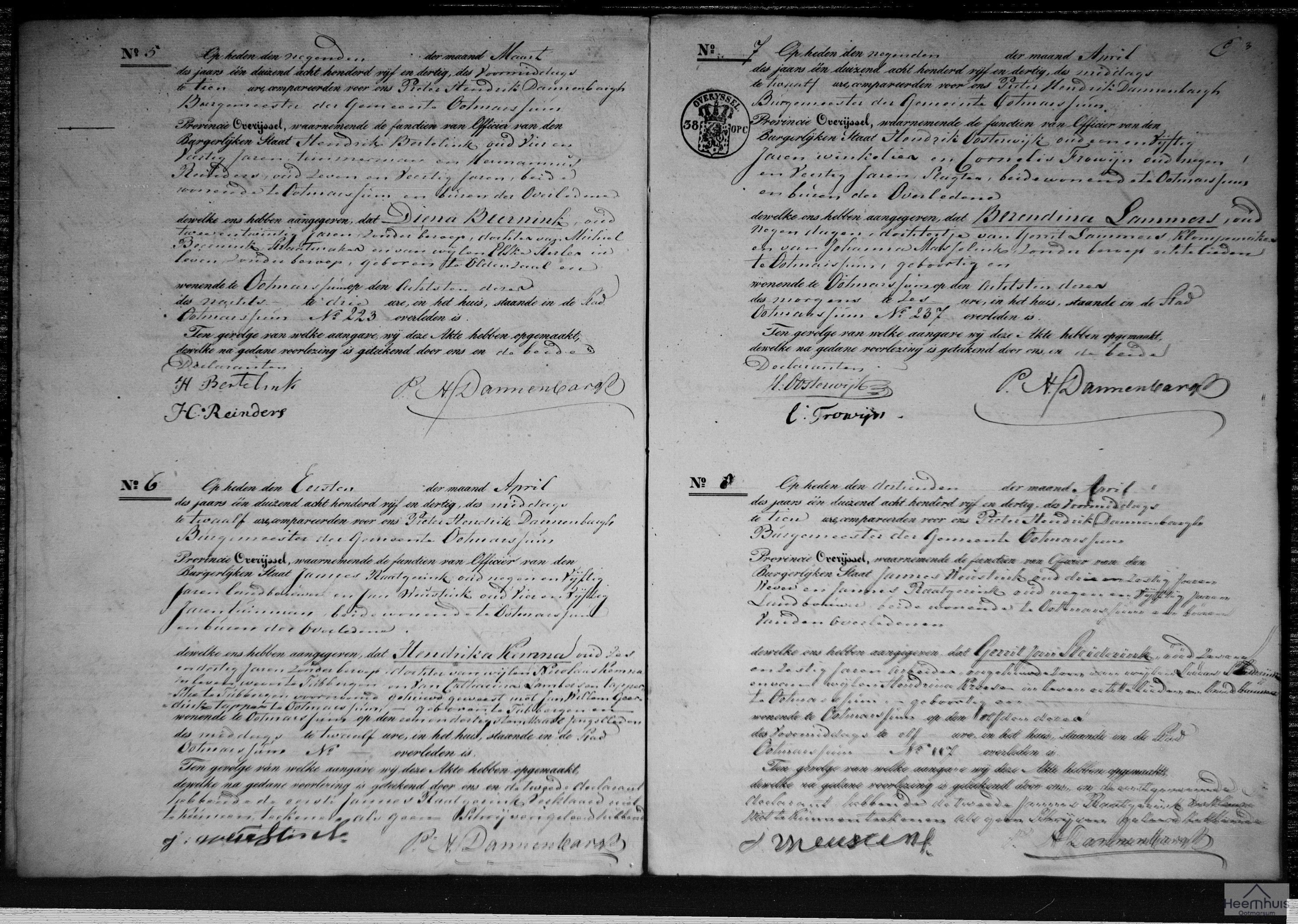 Overlijdensakte van Diena Beernink Overlijdensakte van Diena Beernink