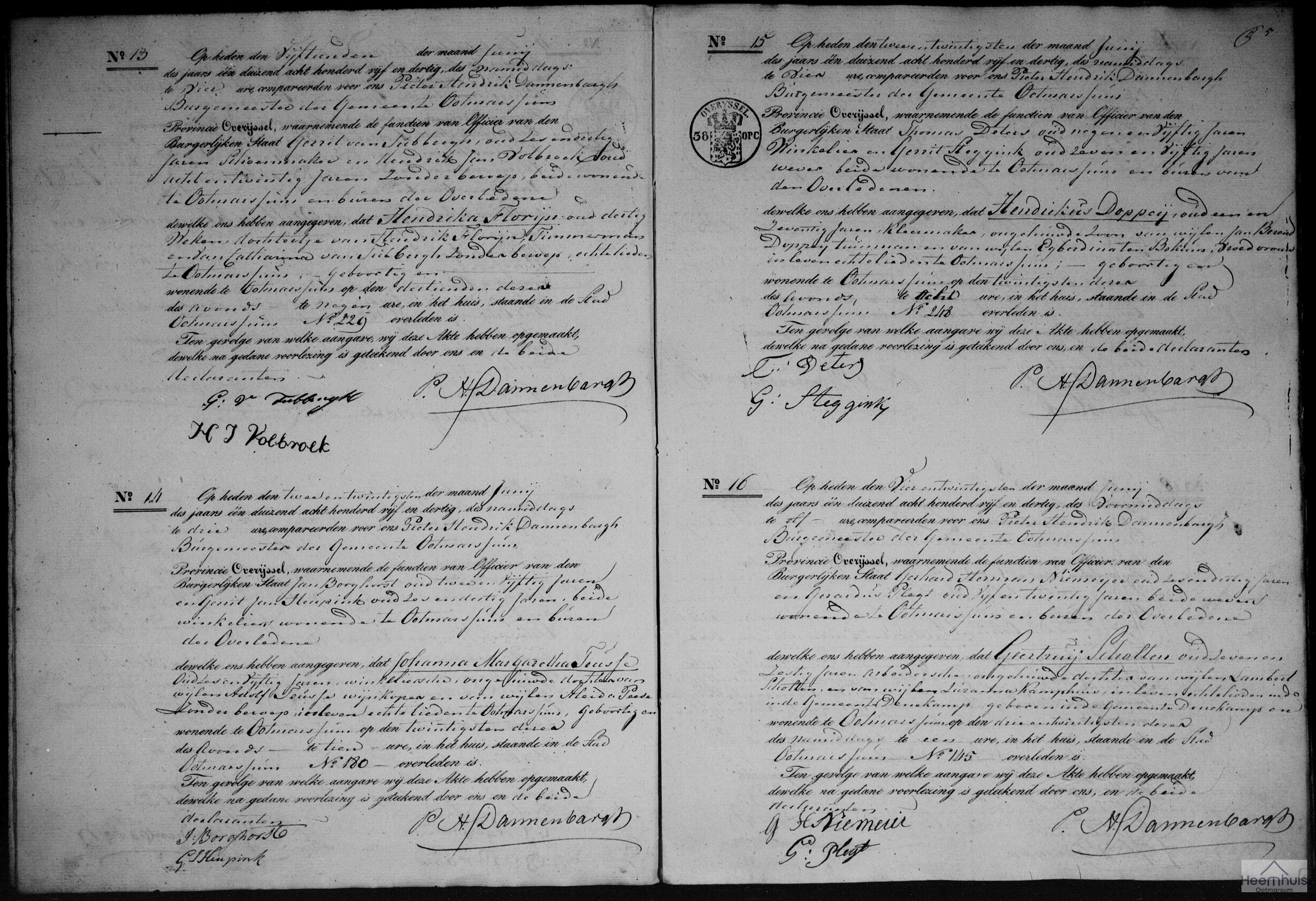 Overlijdensakte van Hendrikus Doppeij Overlijdensakte van Hendrikus Doppeij