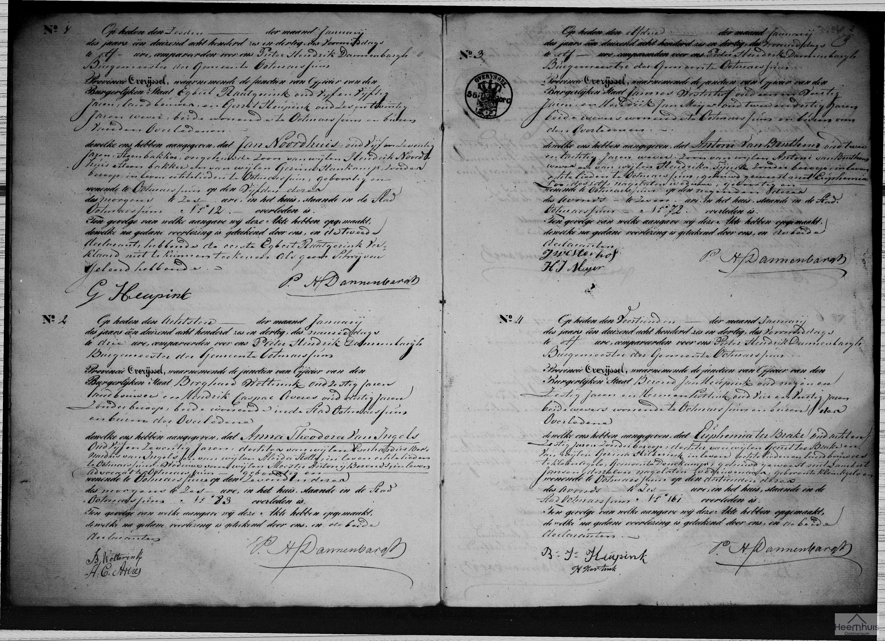 Overlijdensakte van Antoni van Benthem Overlijdensakte van Antoni van Benthem