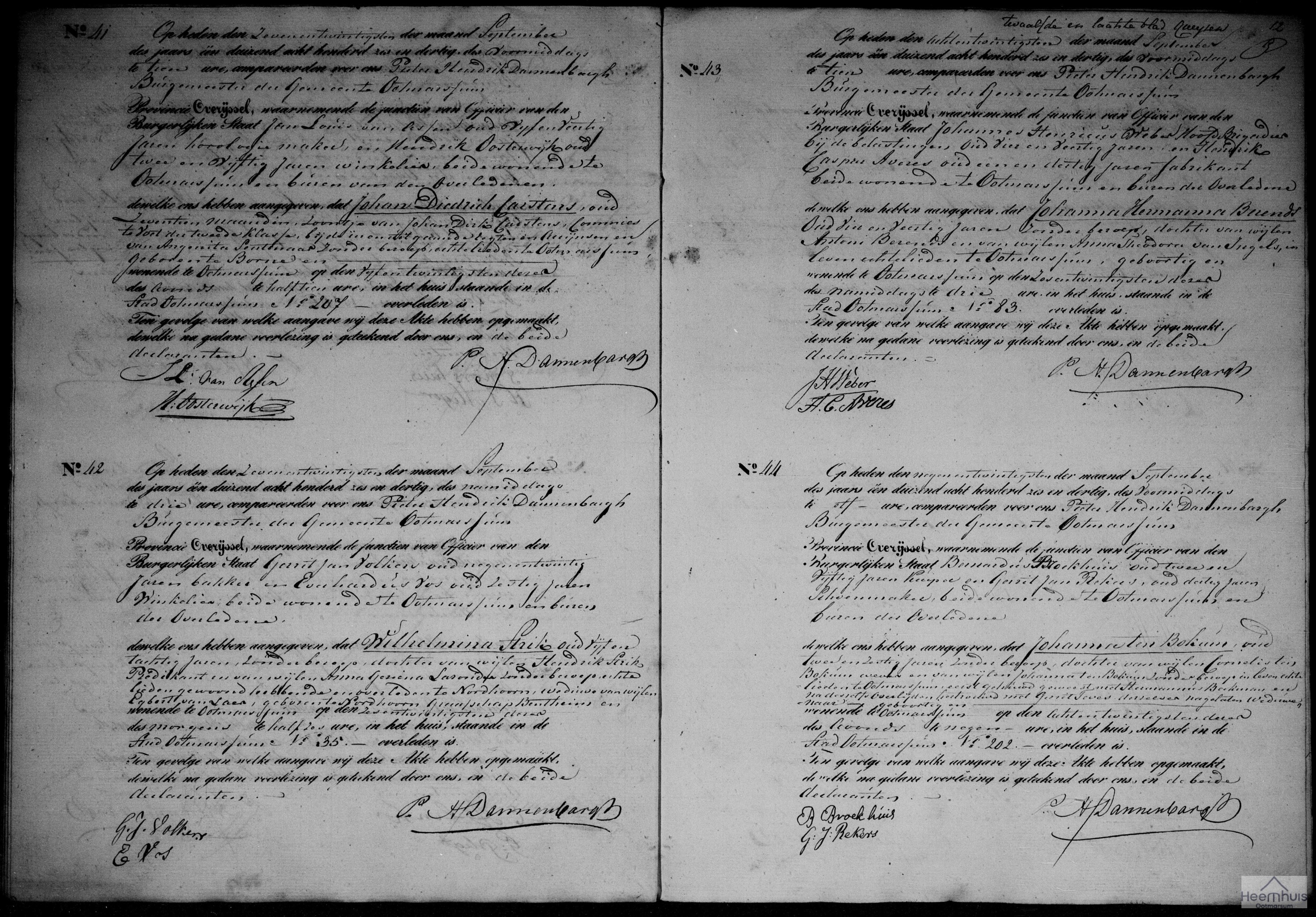 Overlijdensakte van Johanna Hermanna Berends