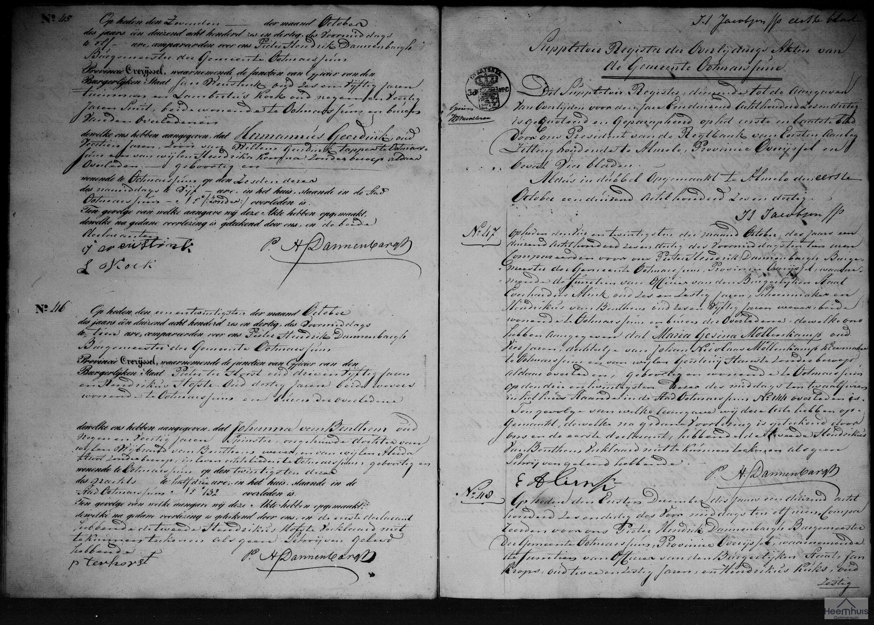 Overlijdensakte van Hermannus Geerdink