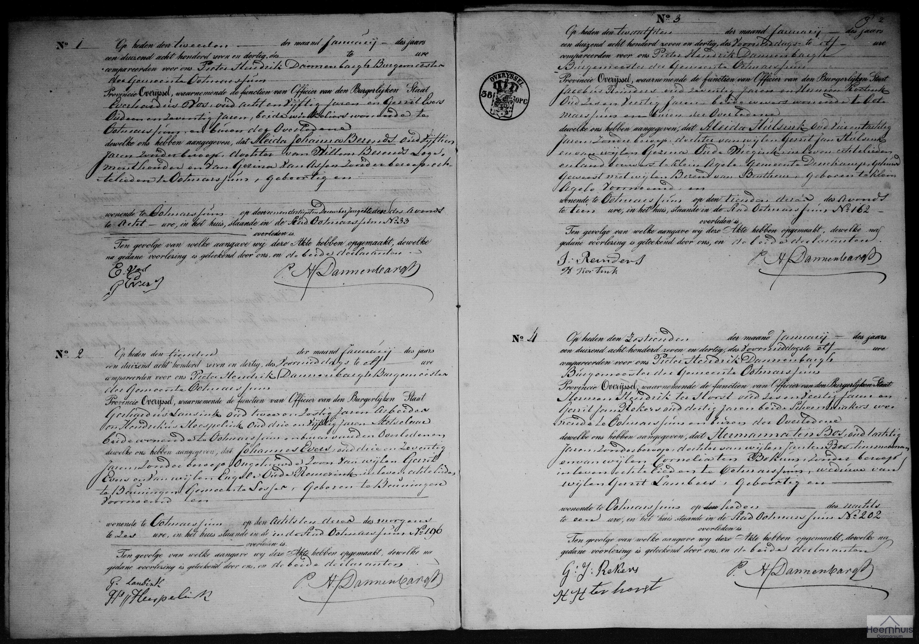 Overlijdensakte van Johannes Evers