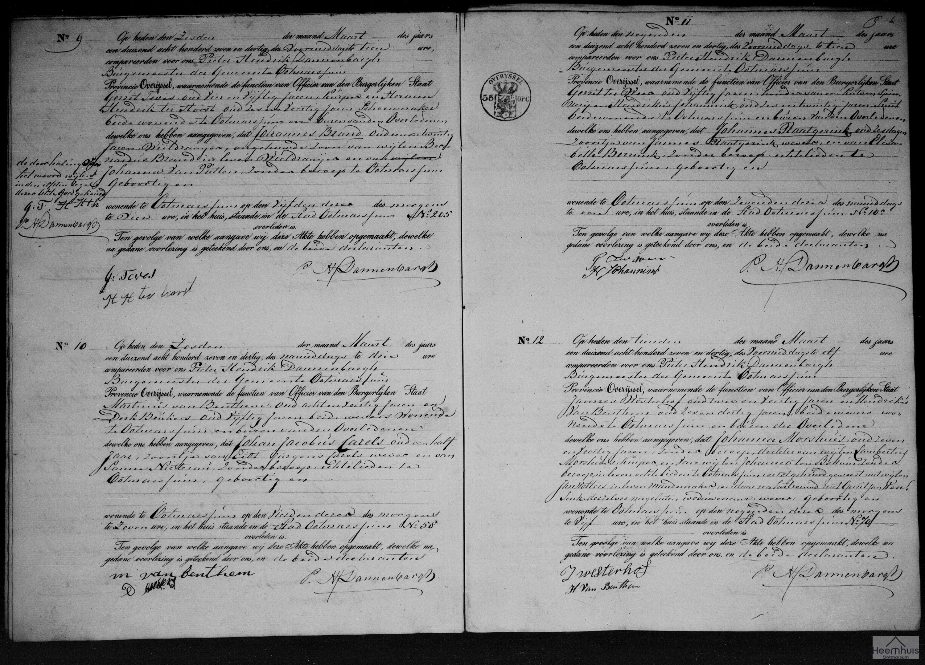 Overlijdensakte van Johannes Brand