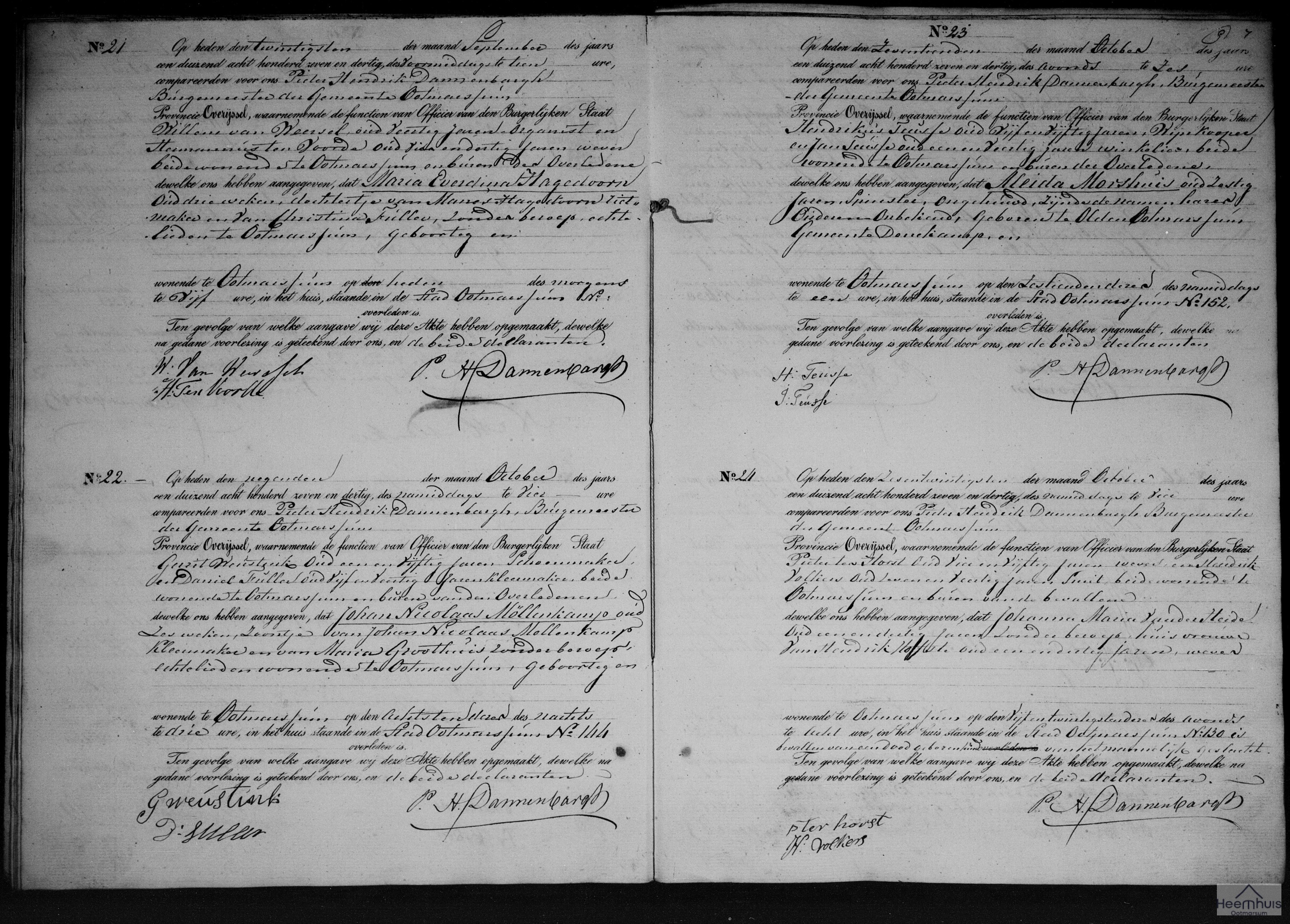 Overlijdensakte van Aleida Morshuis