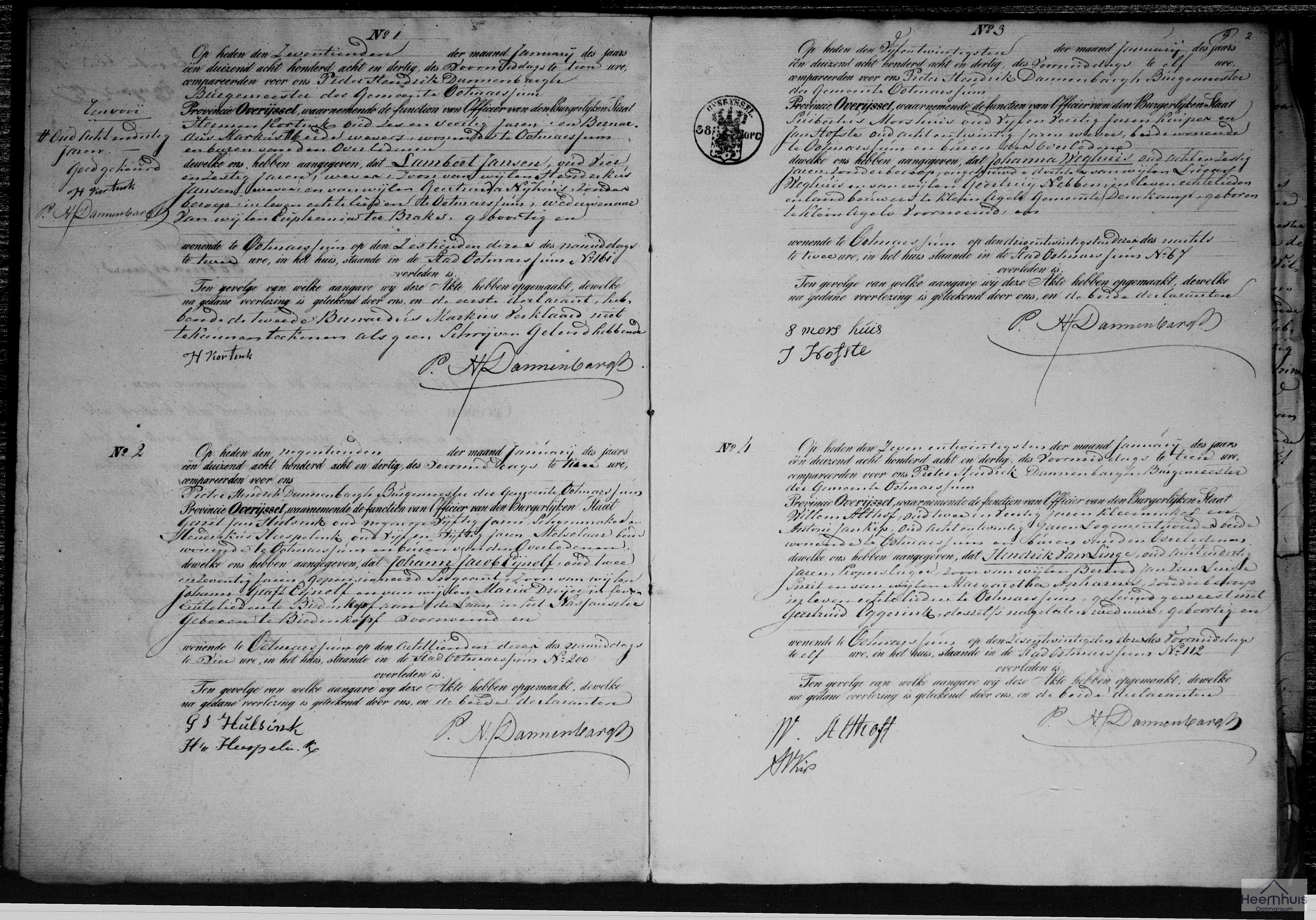Overlijdensakte van Hendrik van Linge