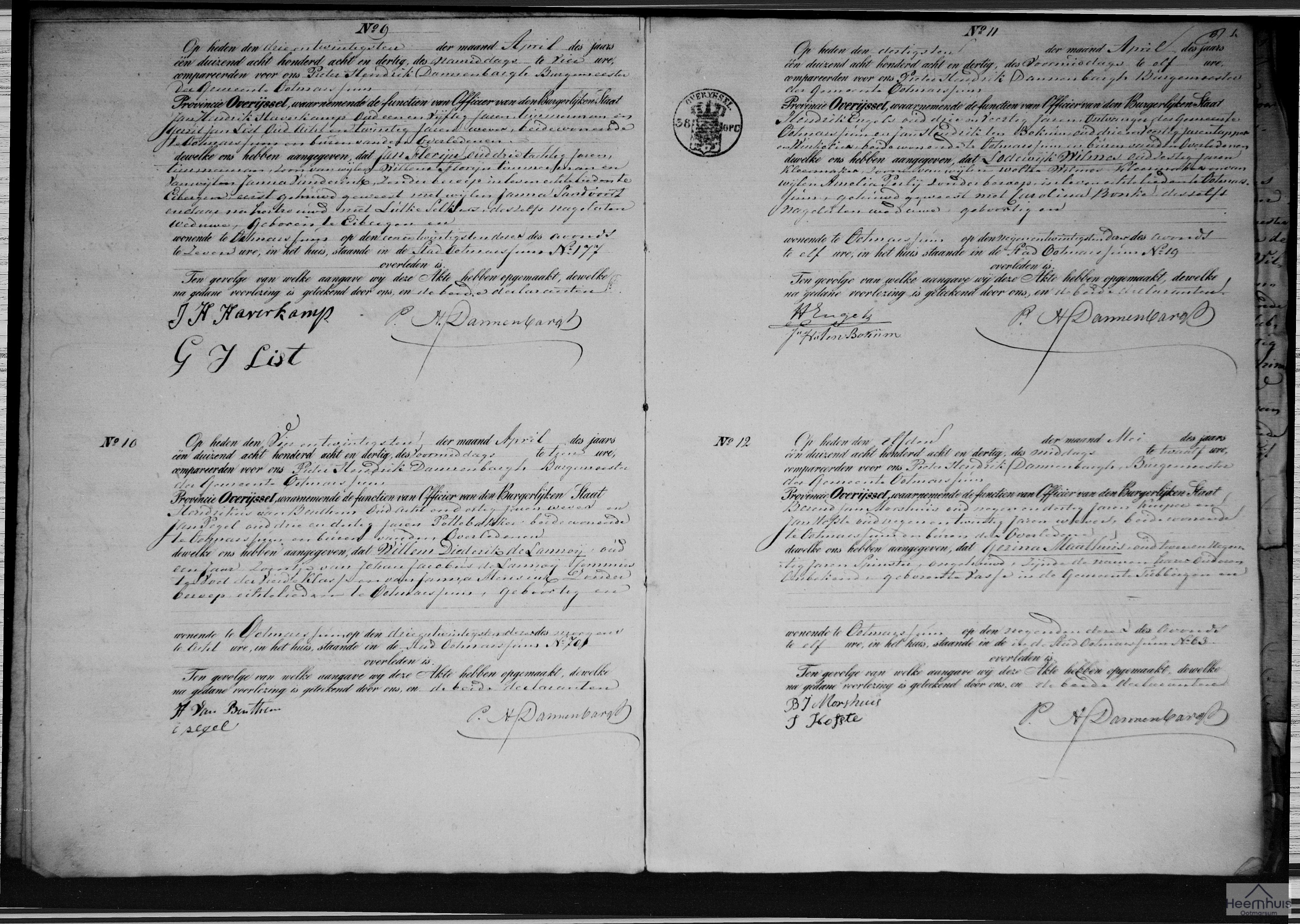 Overlijdensakte van Willem Diederik de Lannoij
