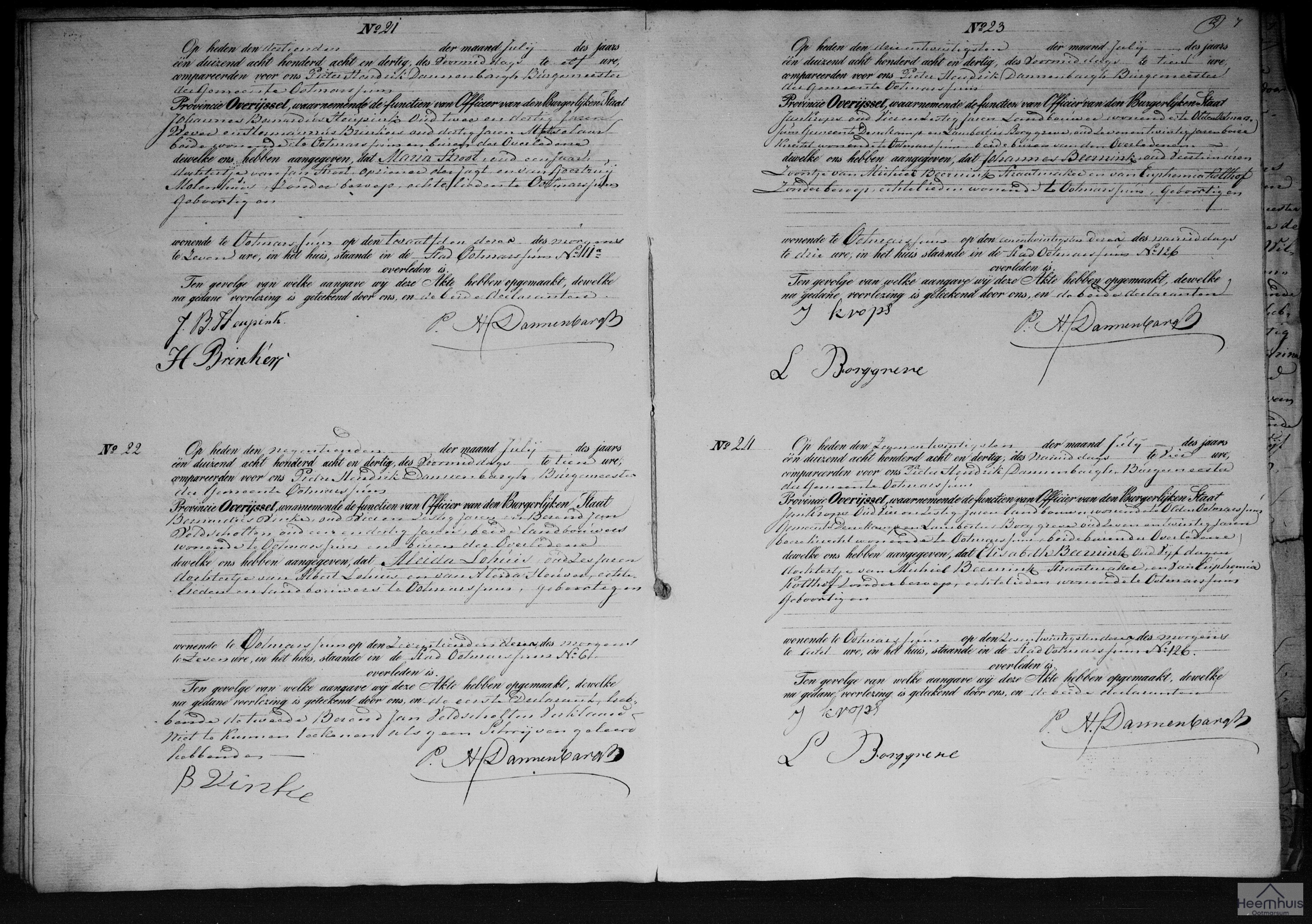 Overlijdensakte van Elisabeth Beernink