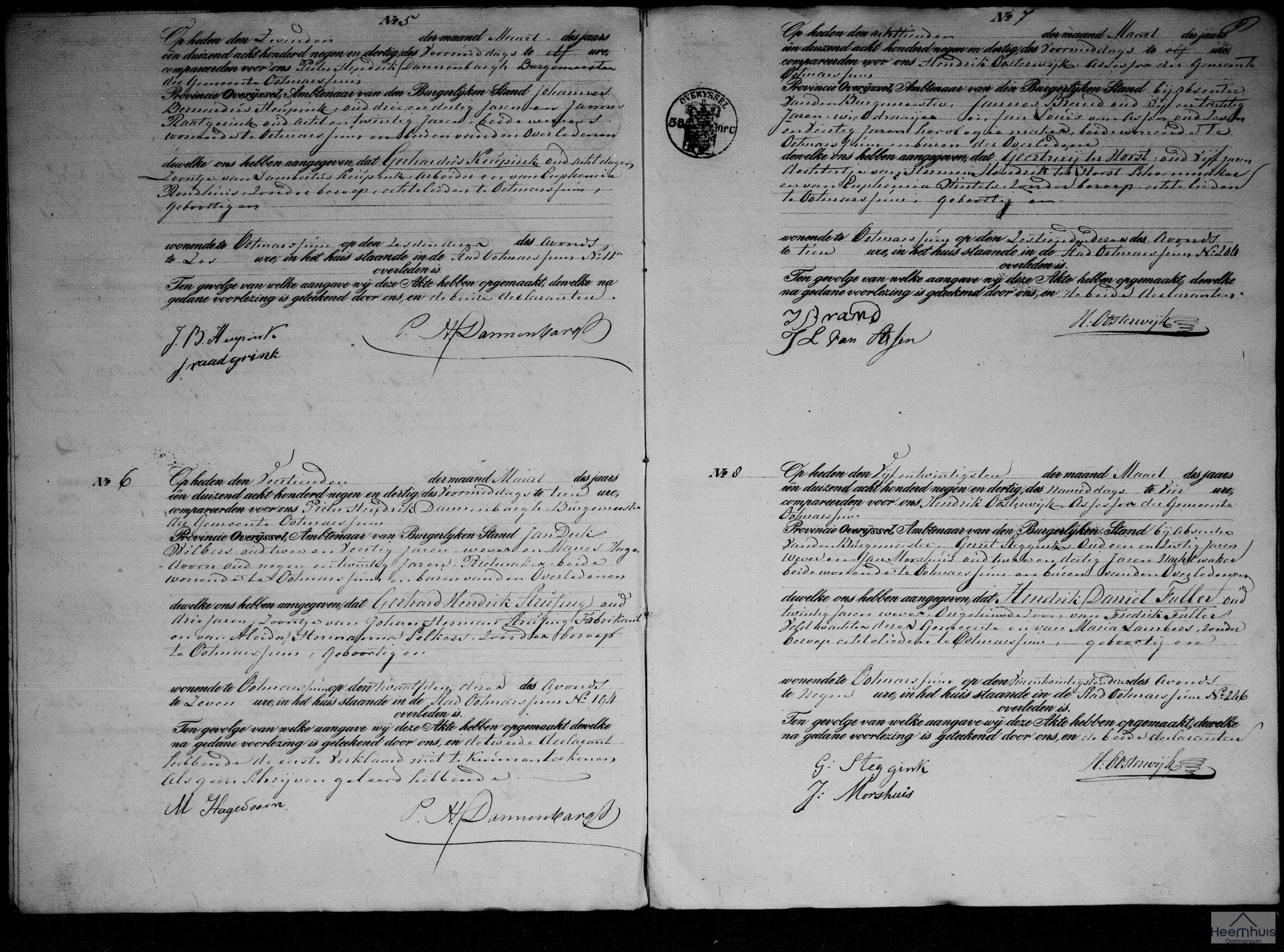 Overlijdensakte van Hendrik Daniel Fuller