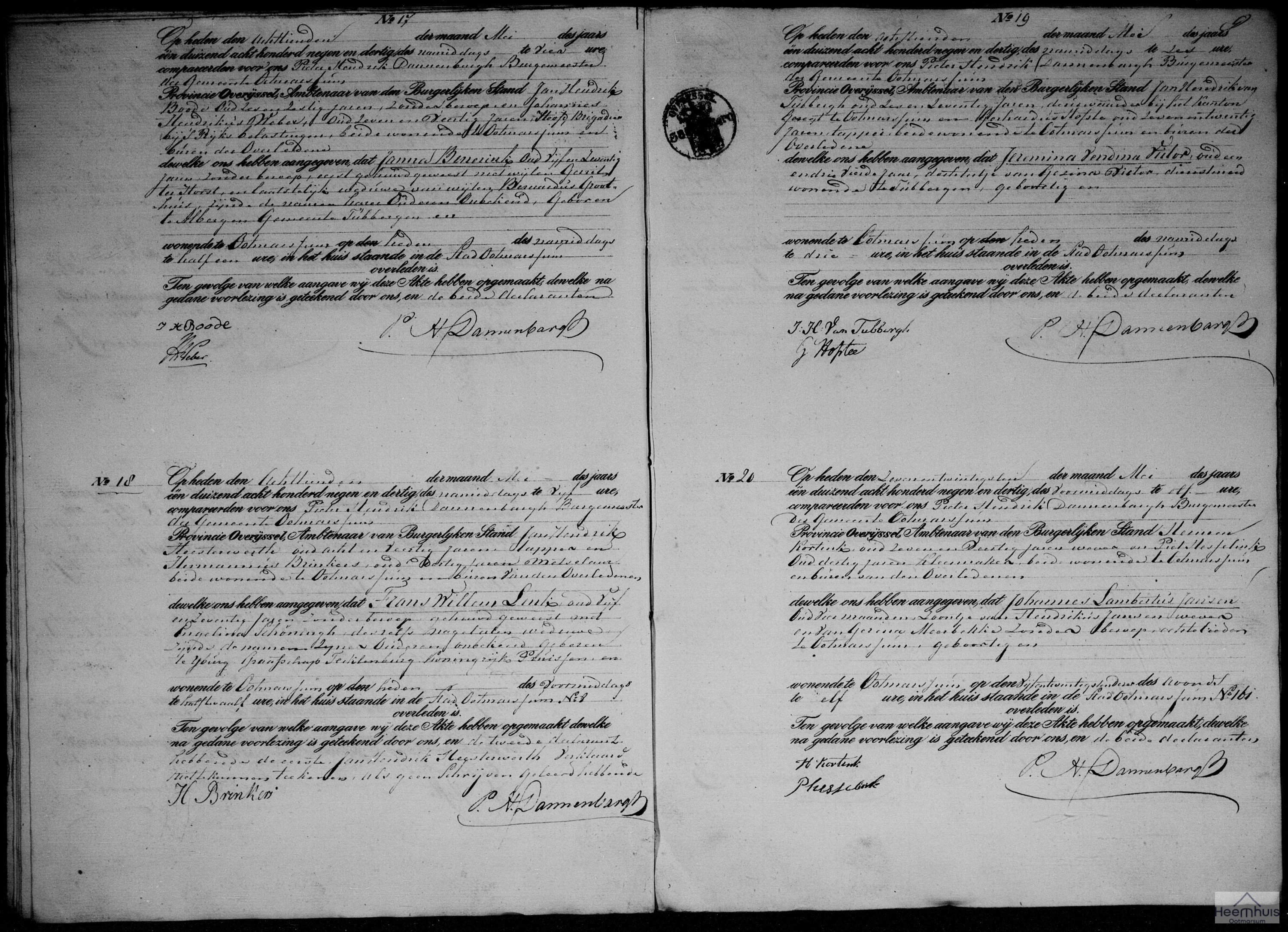 Overlijdensakte van Johannes Lambertus Jansen