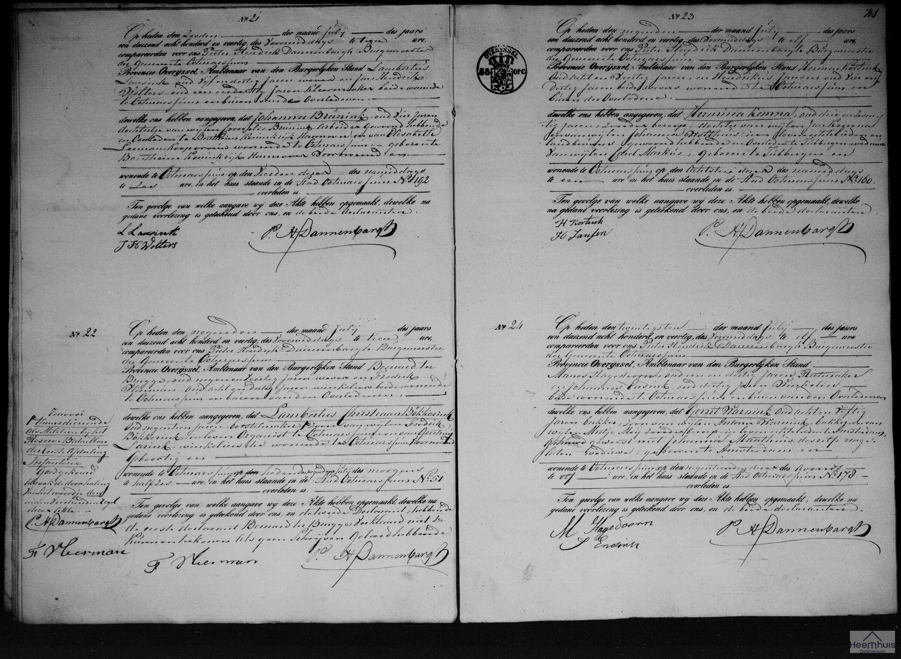 Overlijdensakte van Johanna Brunink