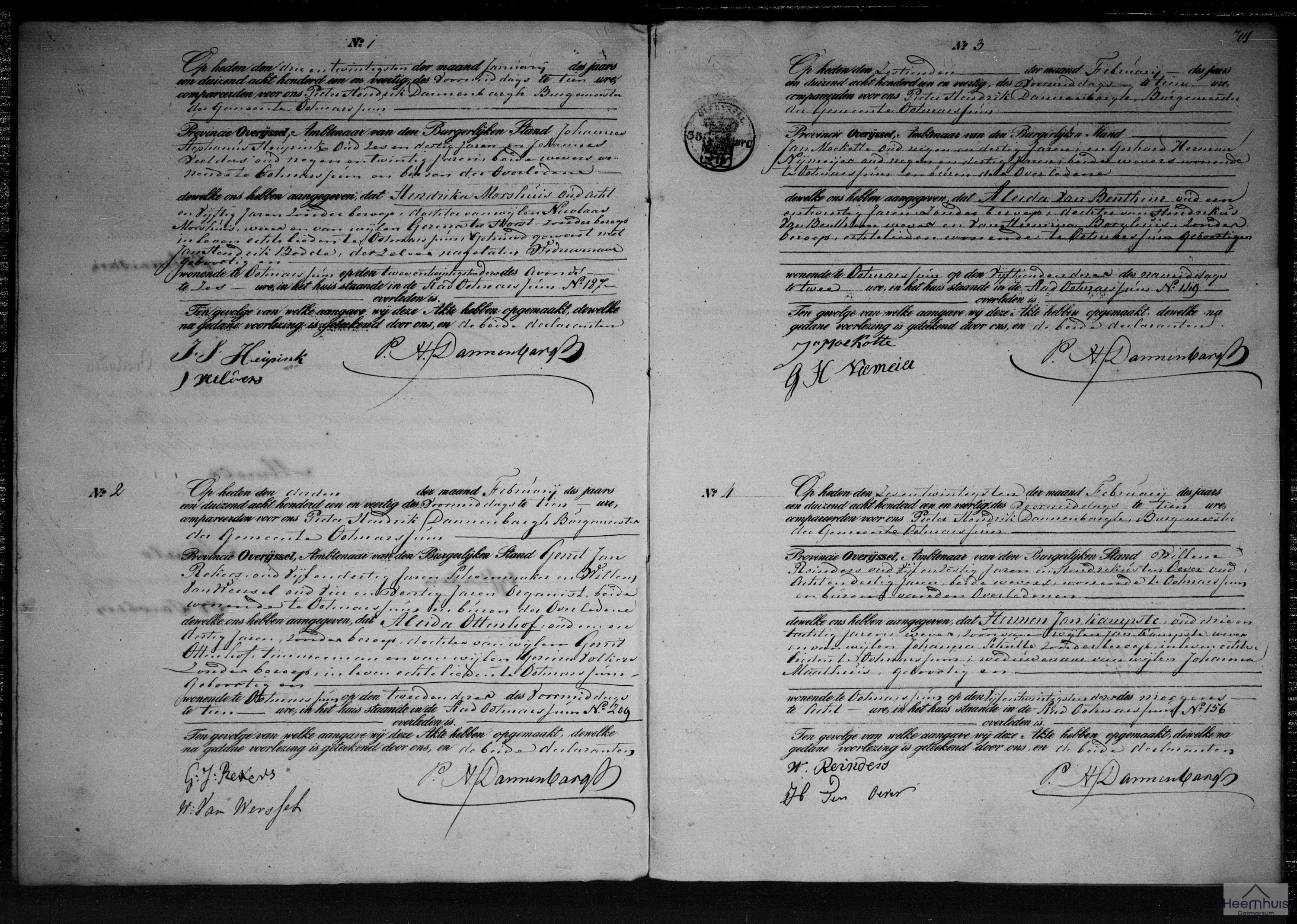 Overlijdensakte van Hermen Jan Kampste