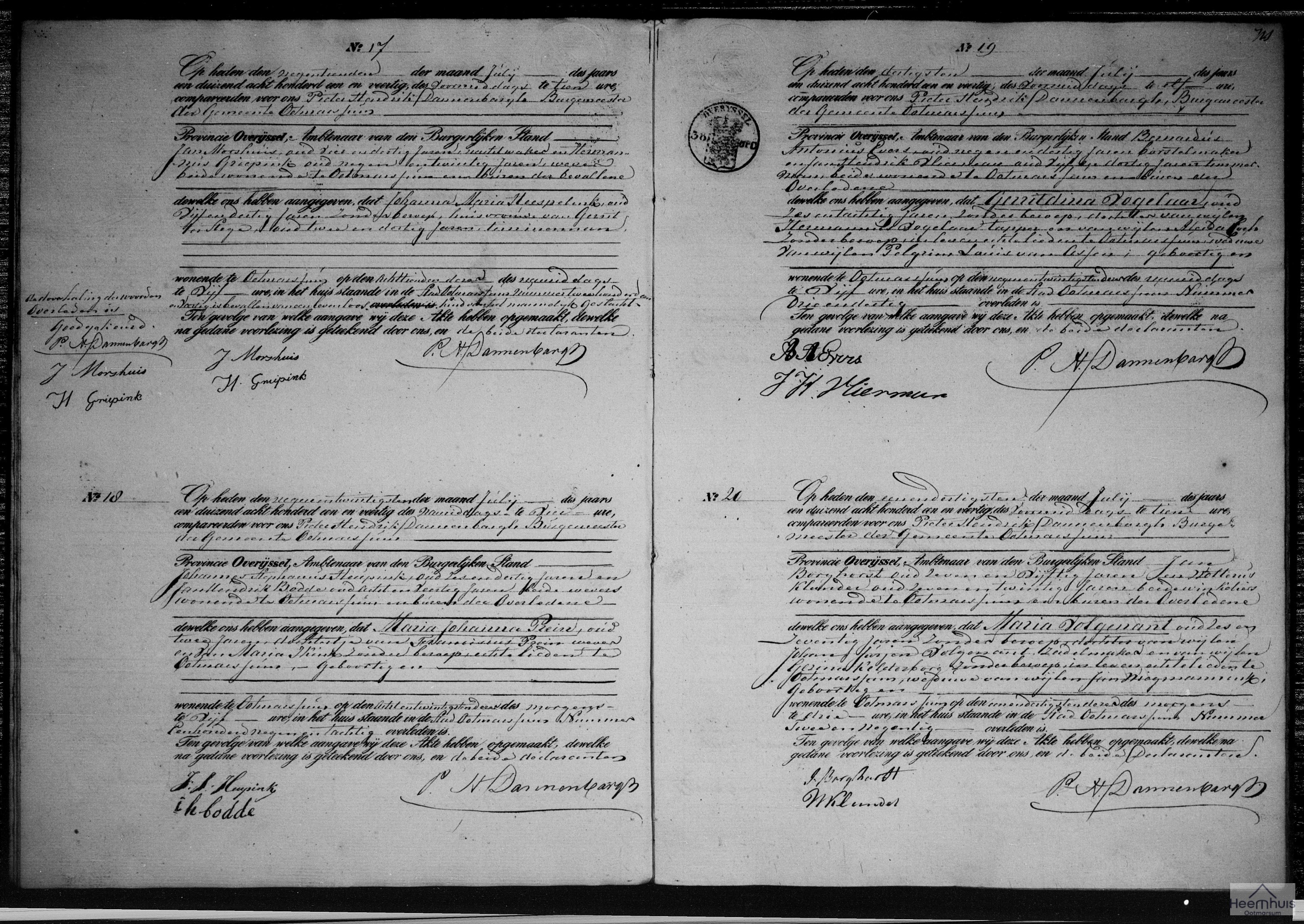 Overlijdensakte van levenloos geboren kind ter Stege