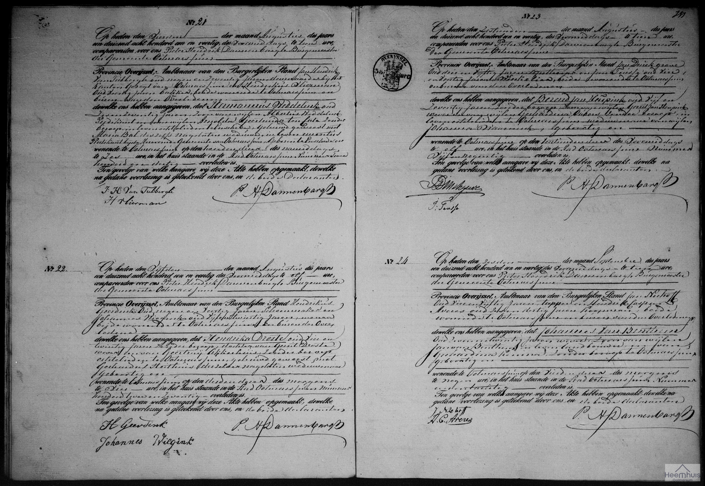 Overlijdensakte van Berend Jan Heupink