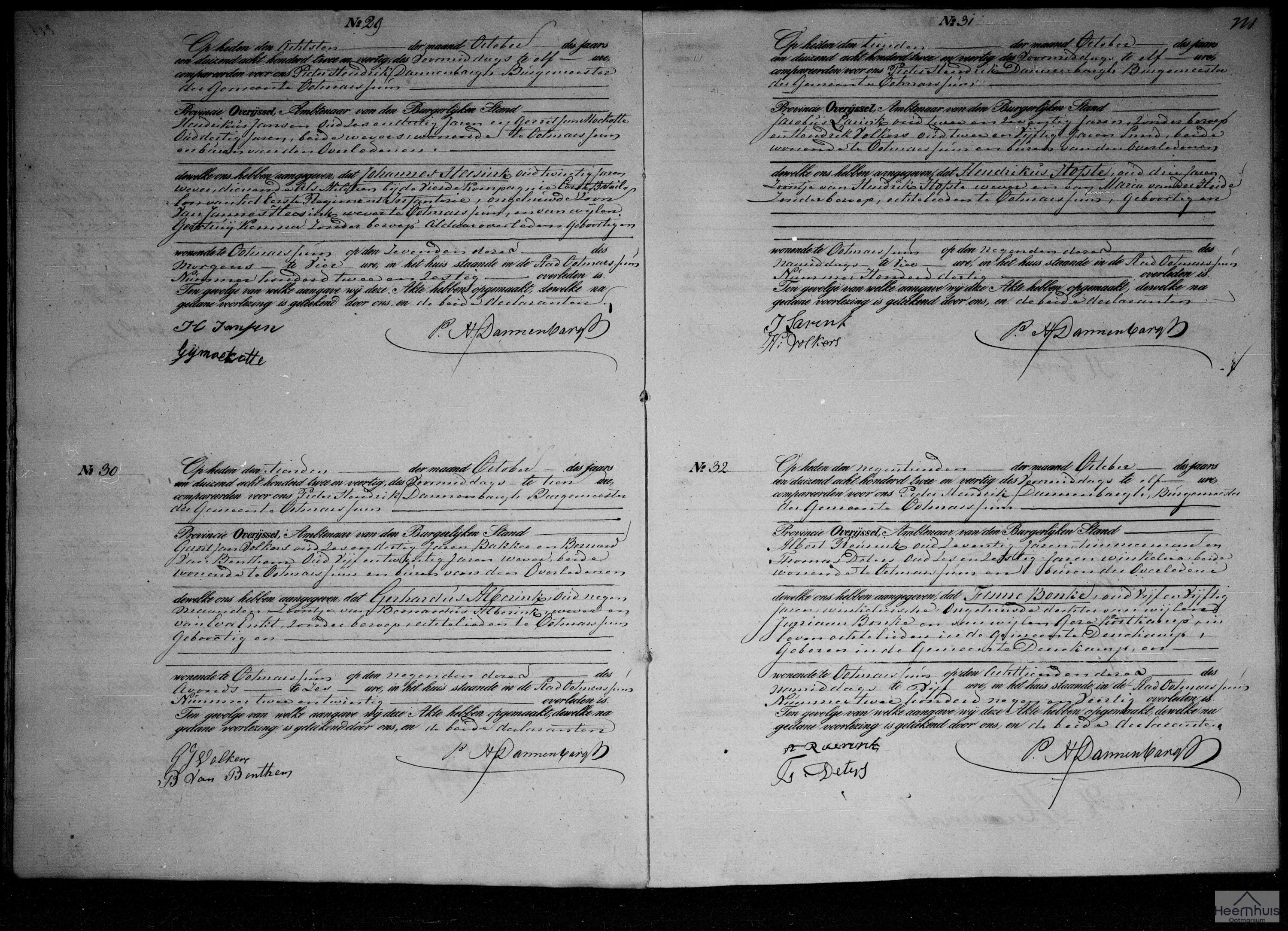 Overlijdensakte van Hendrikus Hofste