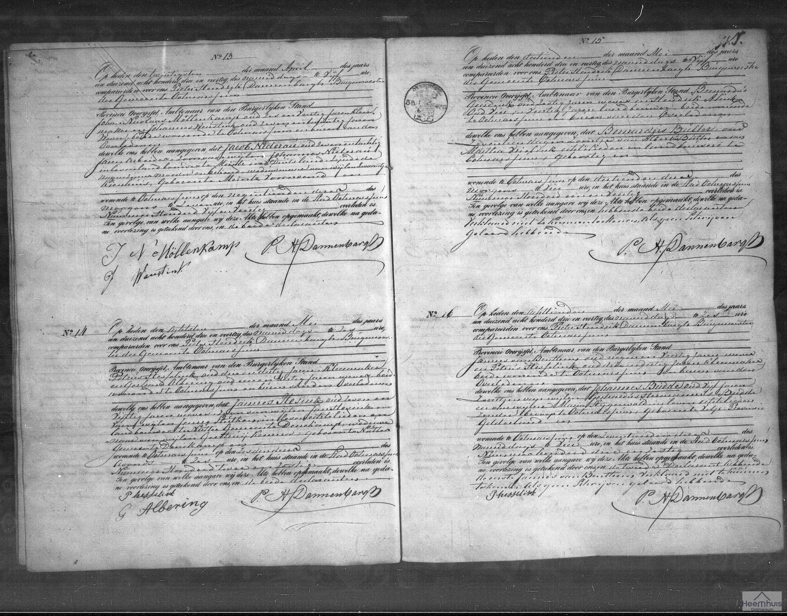 Overlijdensakte van Bernardus Bulter