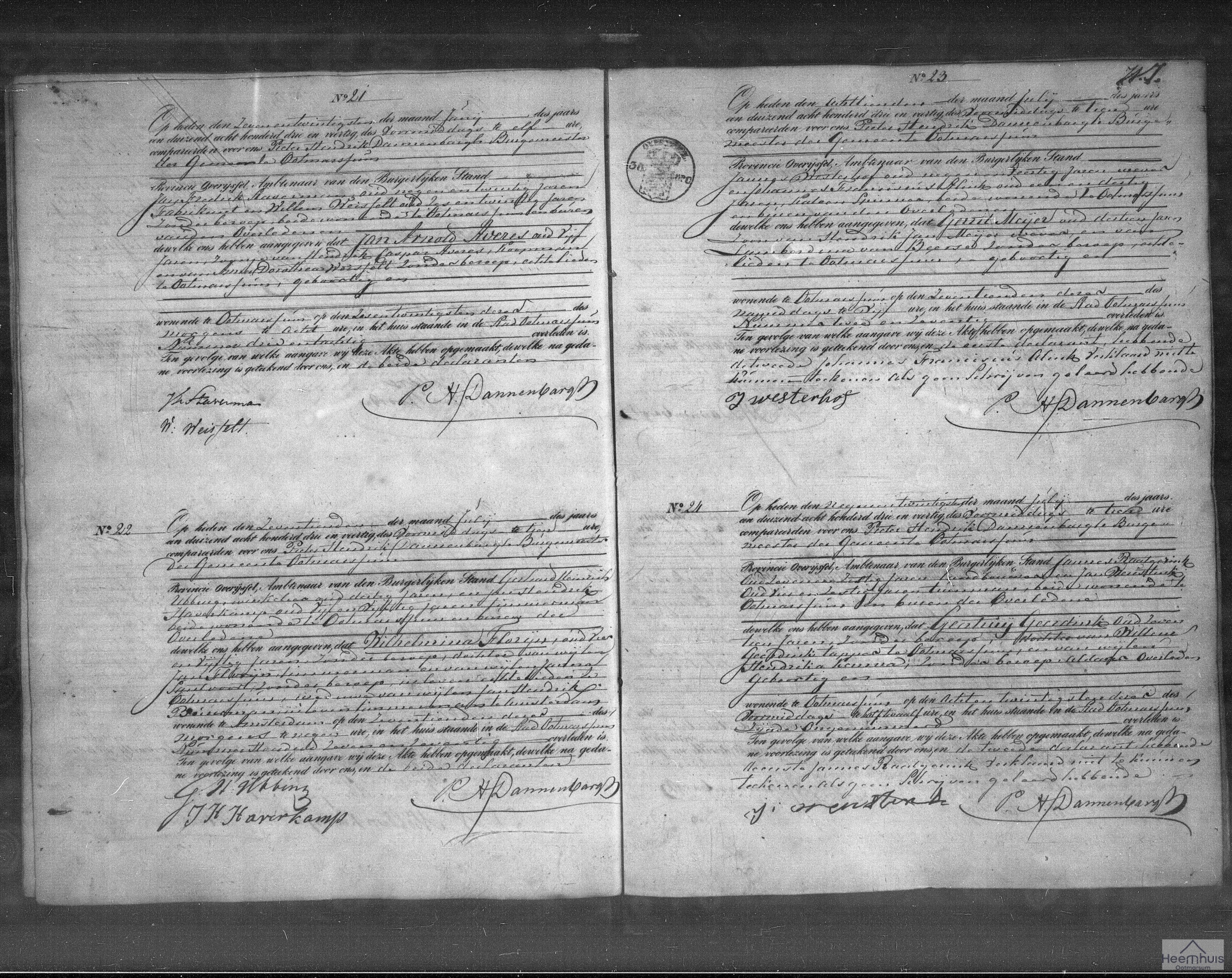 Overlijdensakte van Wilhelmina Florijn