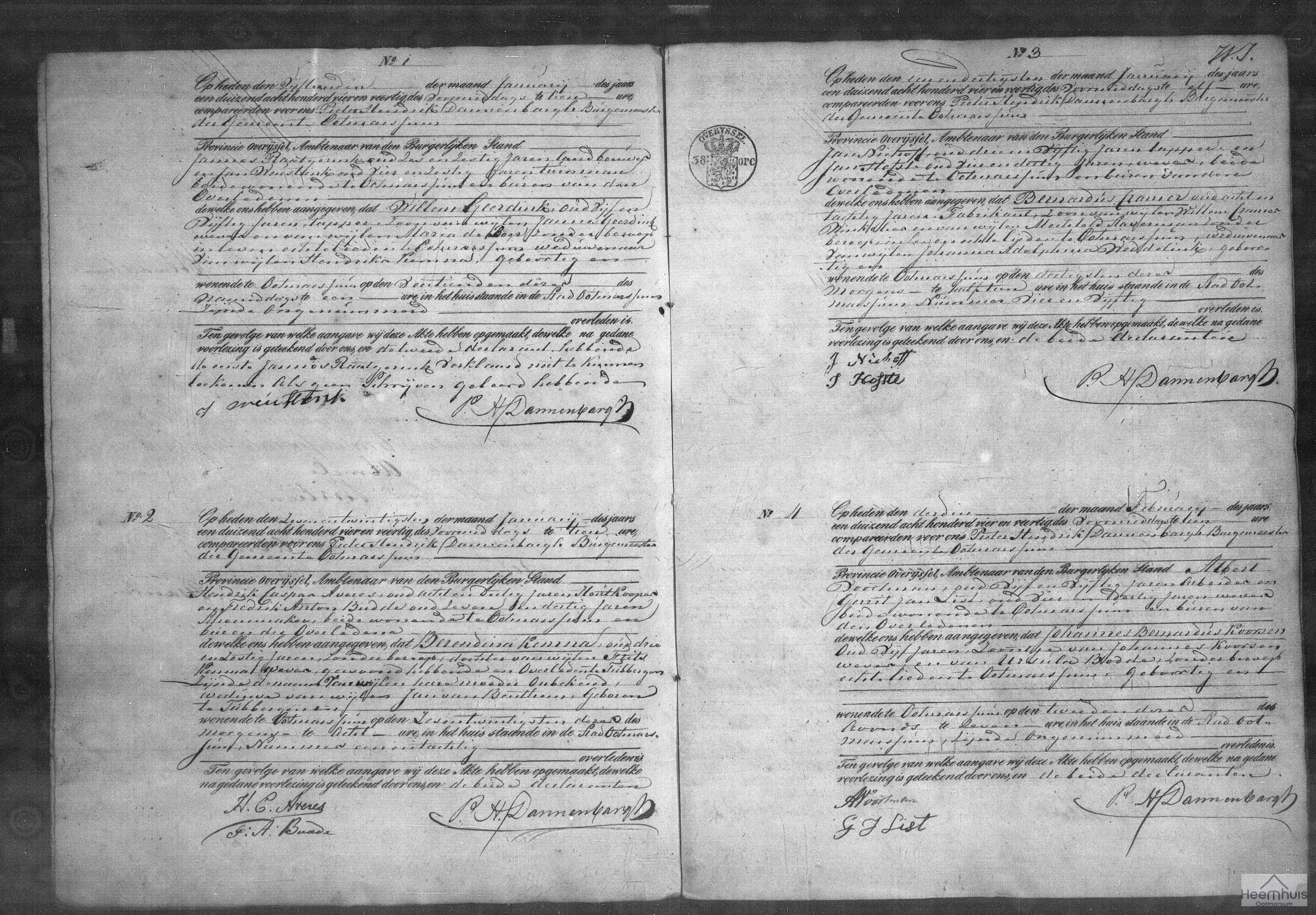 Overlijdensakte van Johannes Bernardus Koorsen