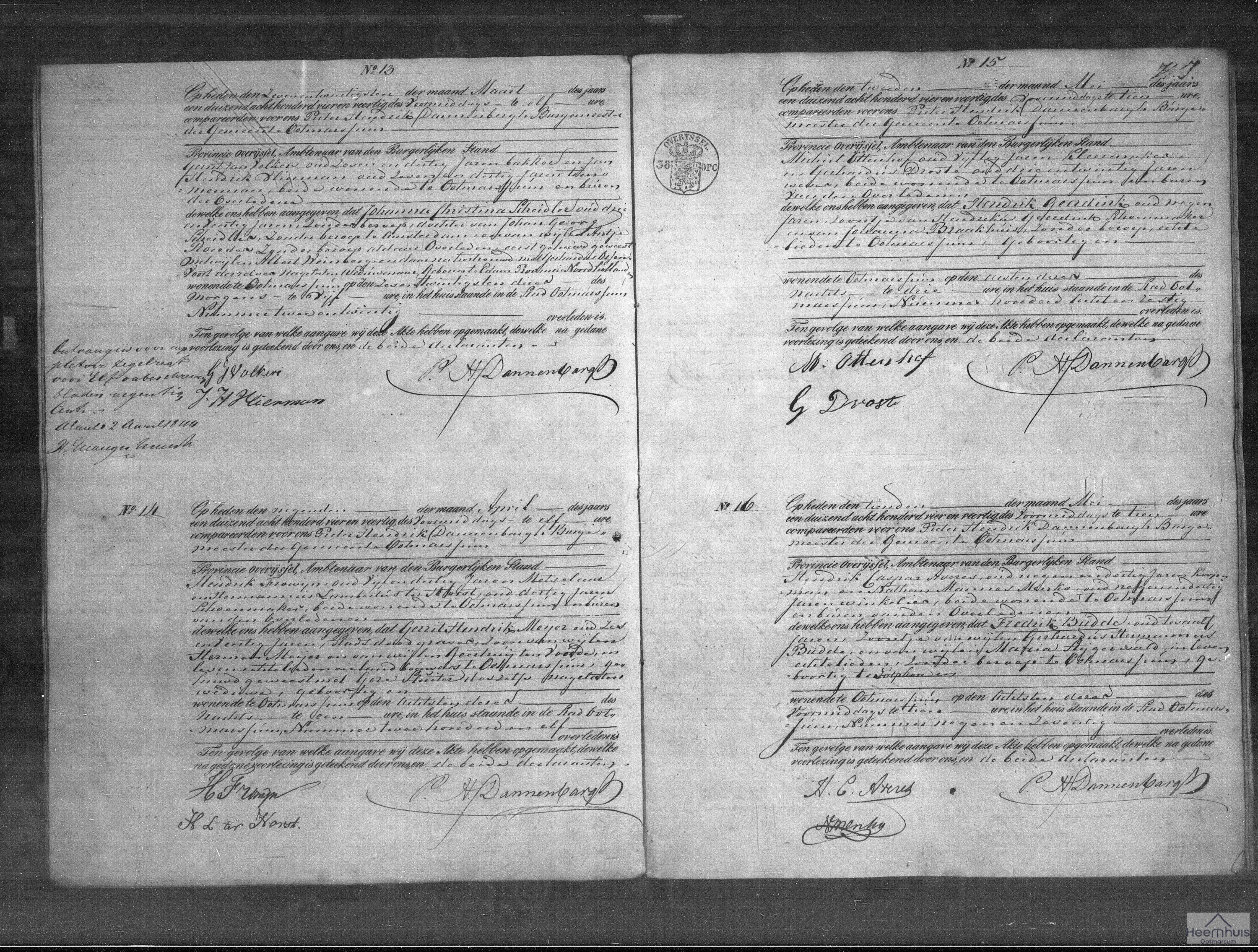 Overlijdensakte van Gerrit Hendrik Meijer