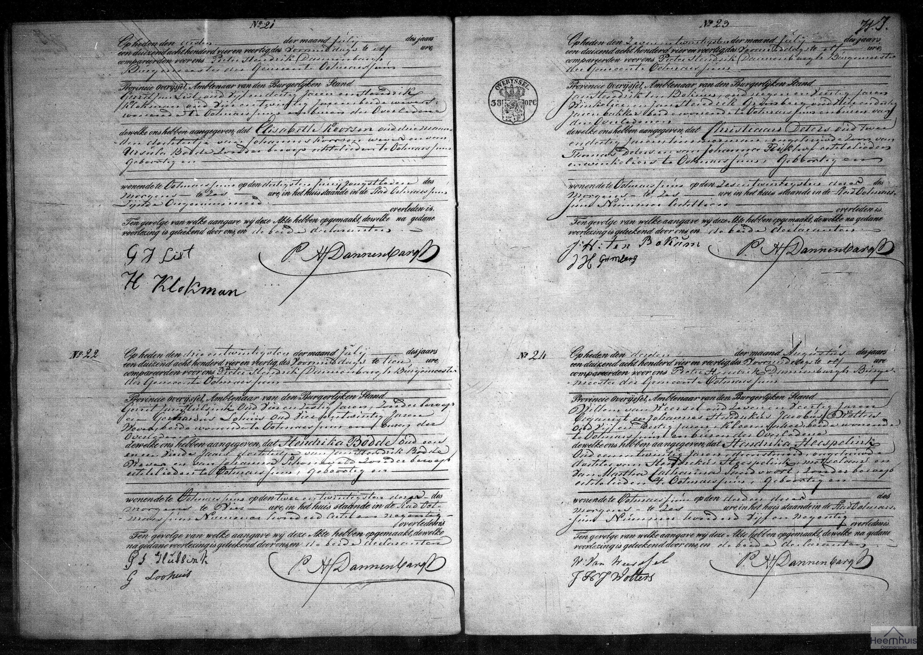 Overlijdensakte van Hendrika Heespelink Overlijdensakte van Hendrika Heespelink