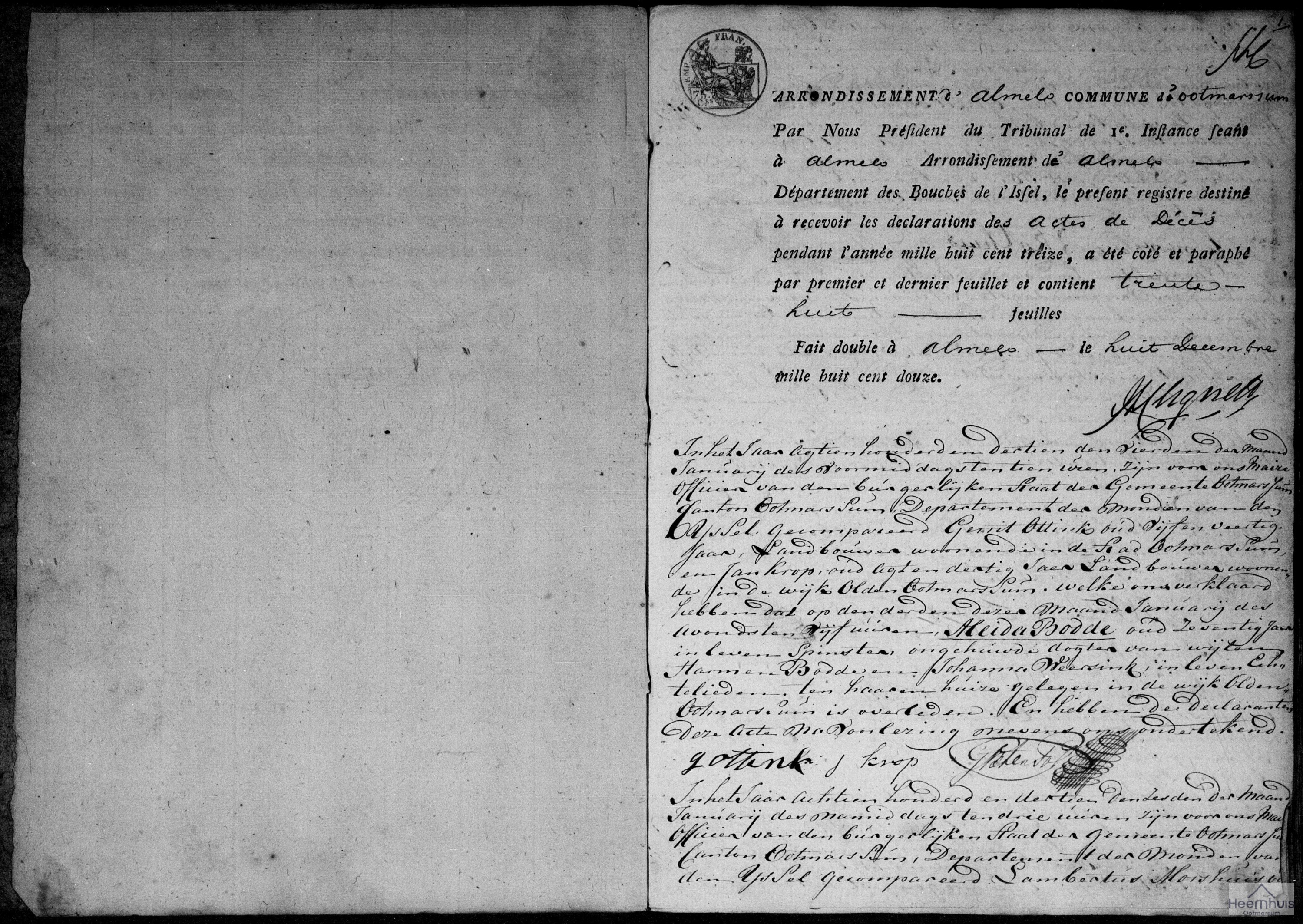 Overlijdensakte van Gerrit Nijmeijer