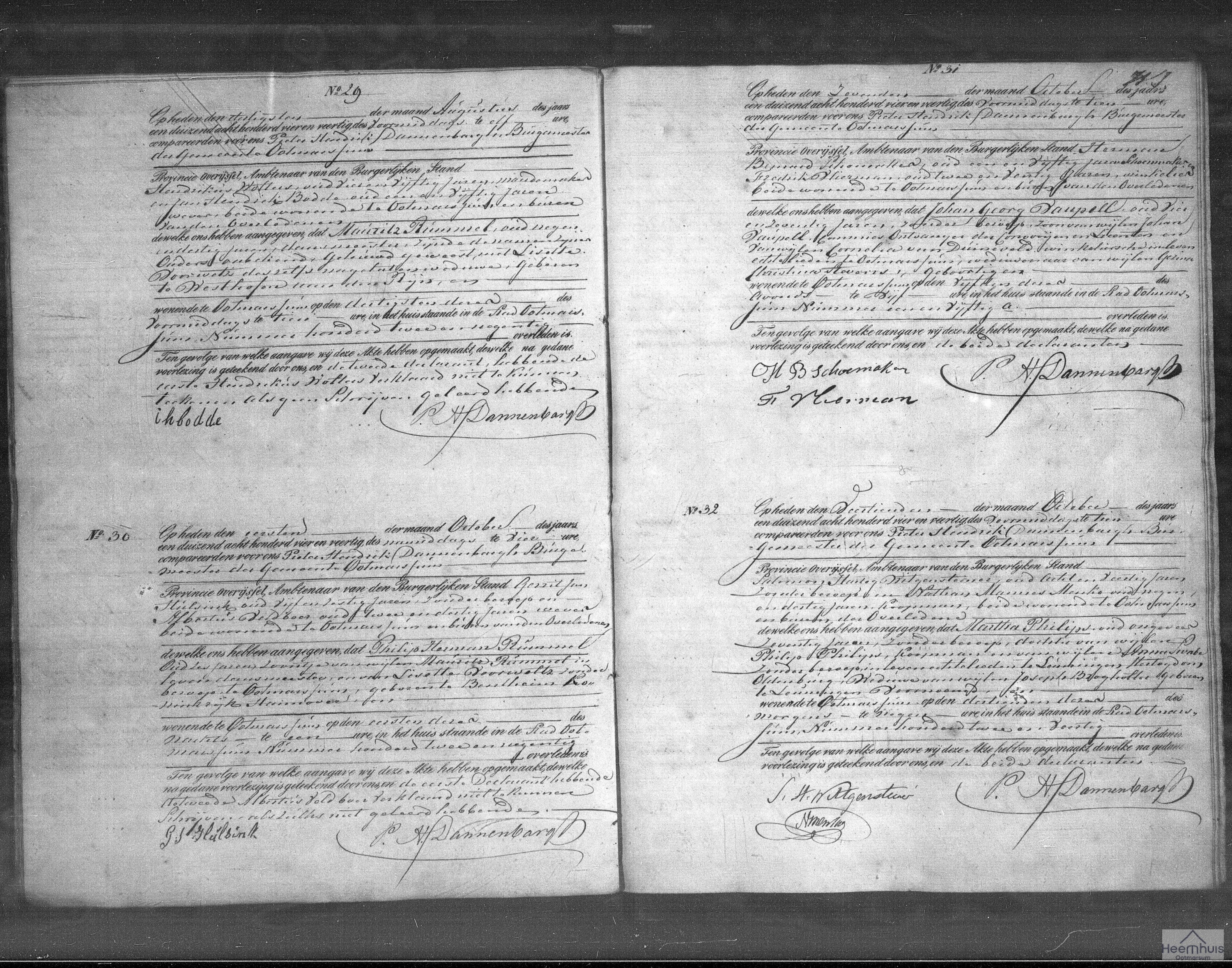 Overlijdensakte van Johan Georg Vaupell