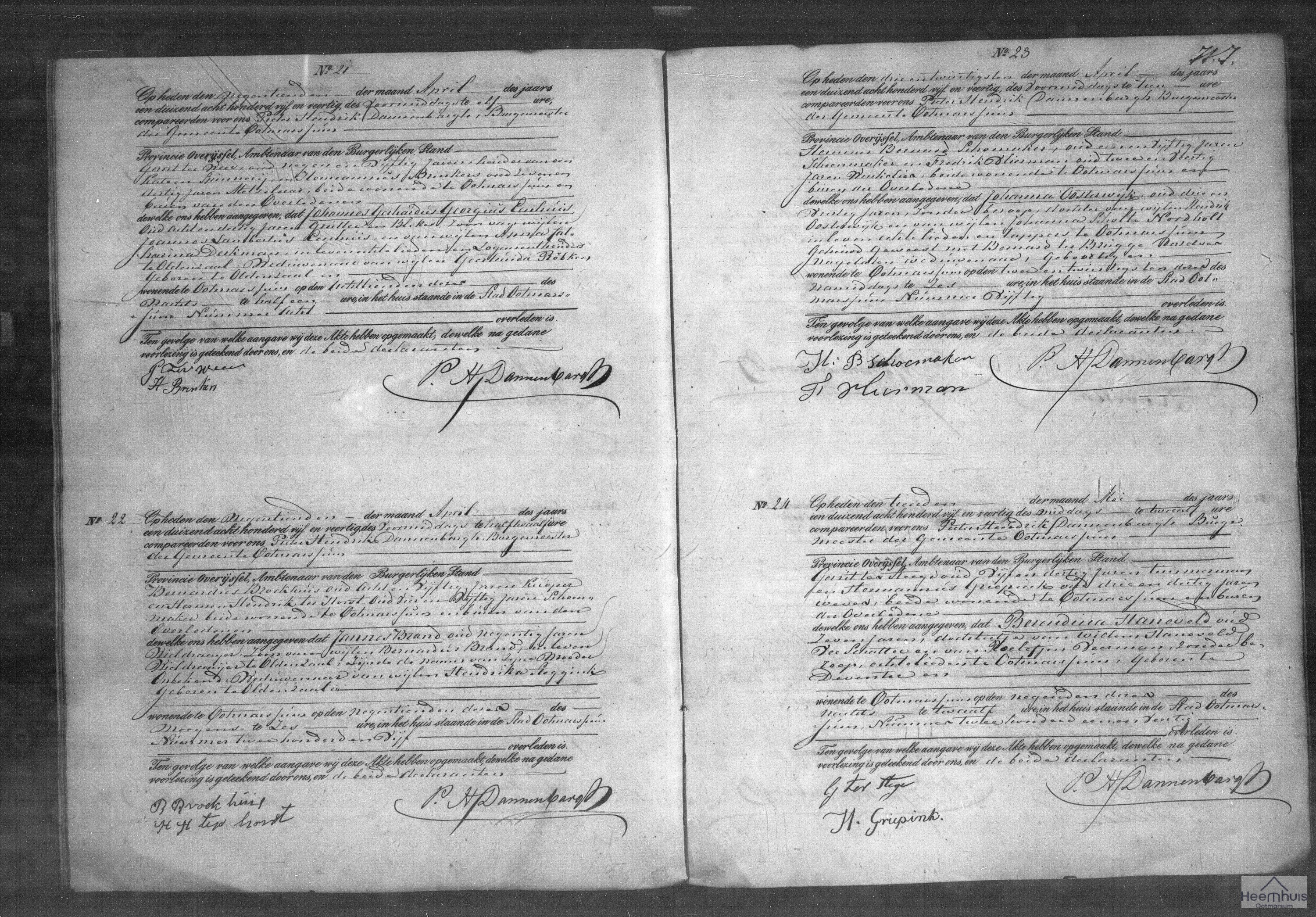 Overlijdensakte van Berendina Haneveld