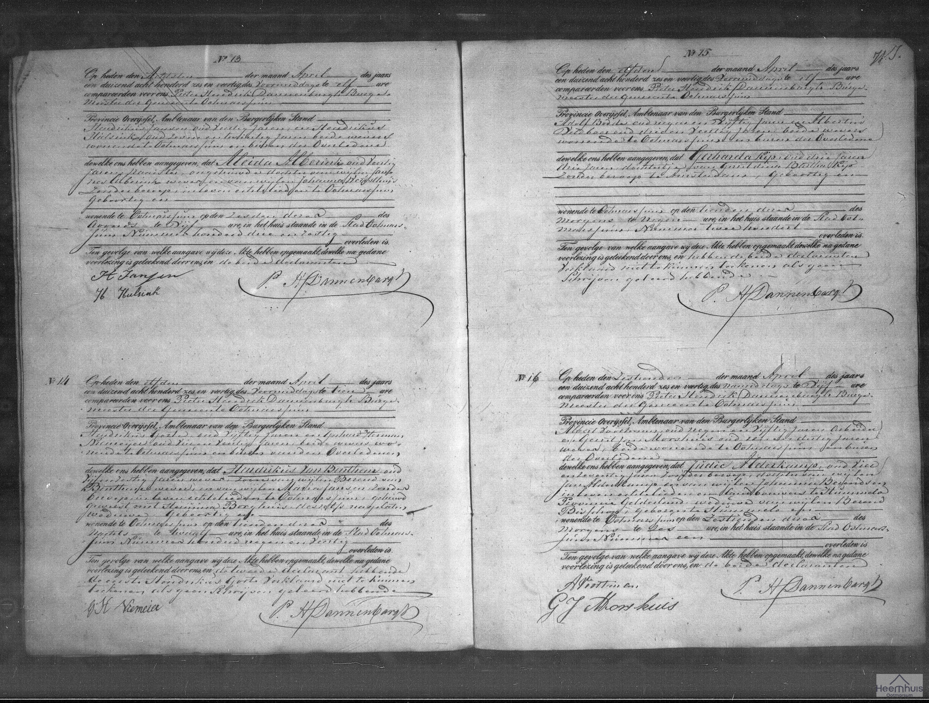 Overlijdensakte van Hendrikus van Benthem Overlijdensakte van Hendrikus van Benthem