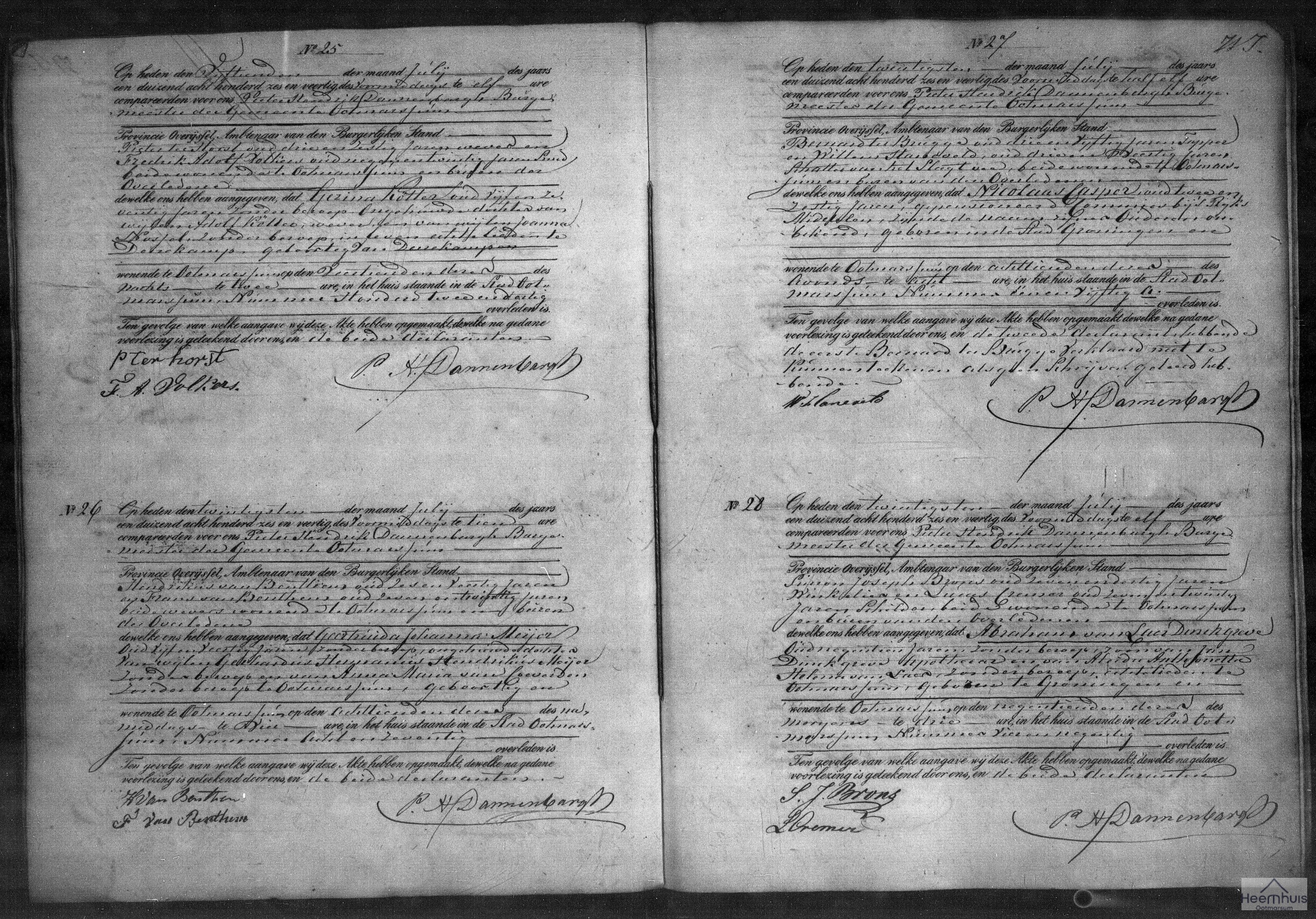 Overlijdensakte van Abraham van Laer Dinckgreve