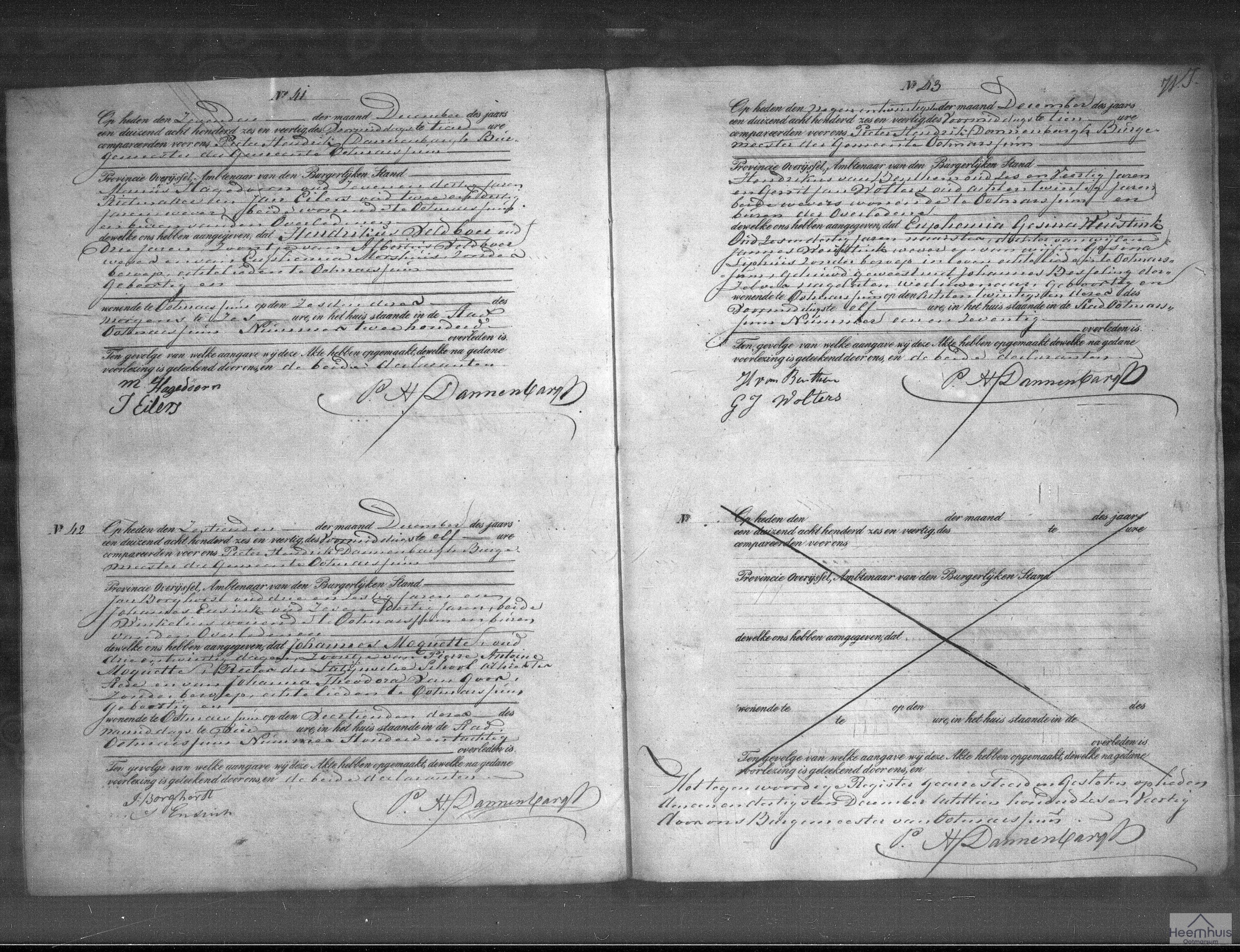 Overlijdensakte van Hendrikus Veldboer Overlijdensakte van Hendrikus Veldboer