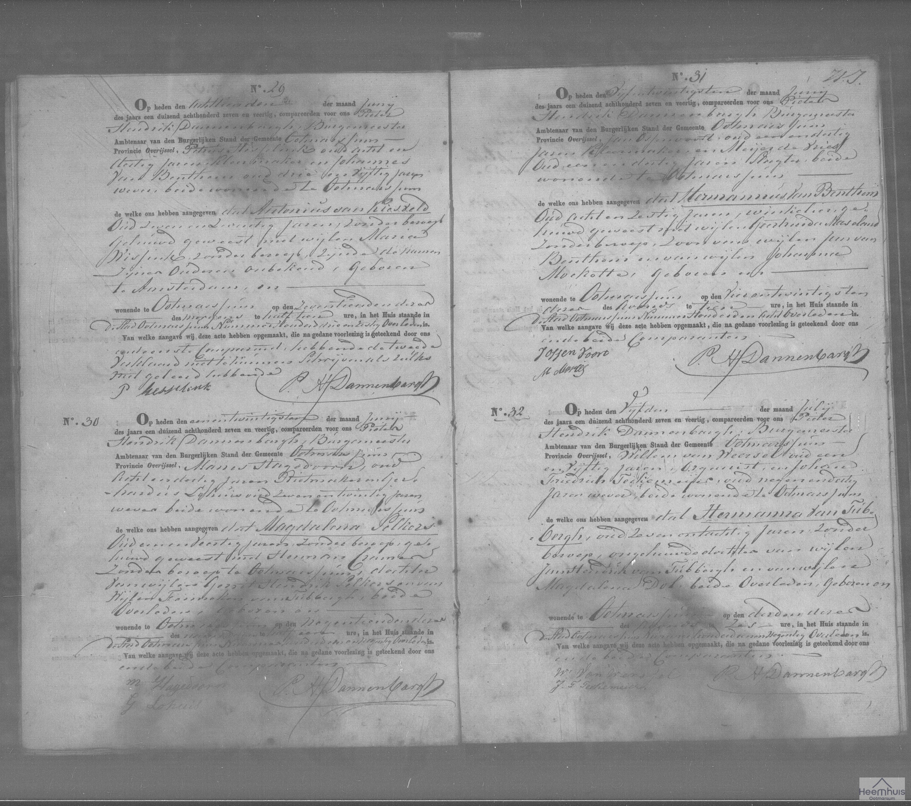 Overlijdensakte van Hermannus van Benthem