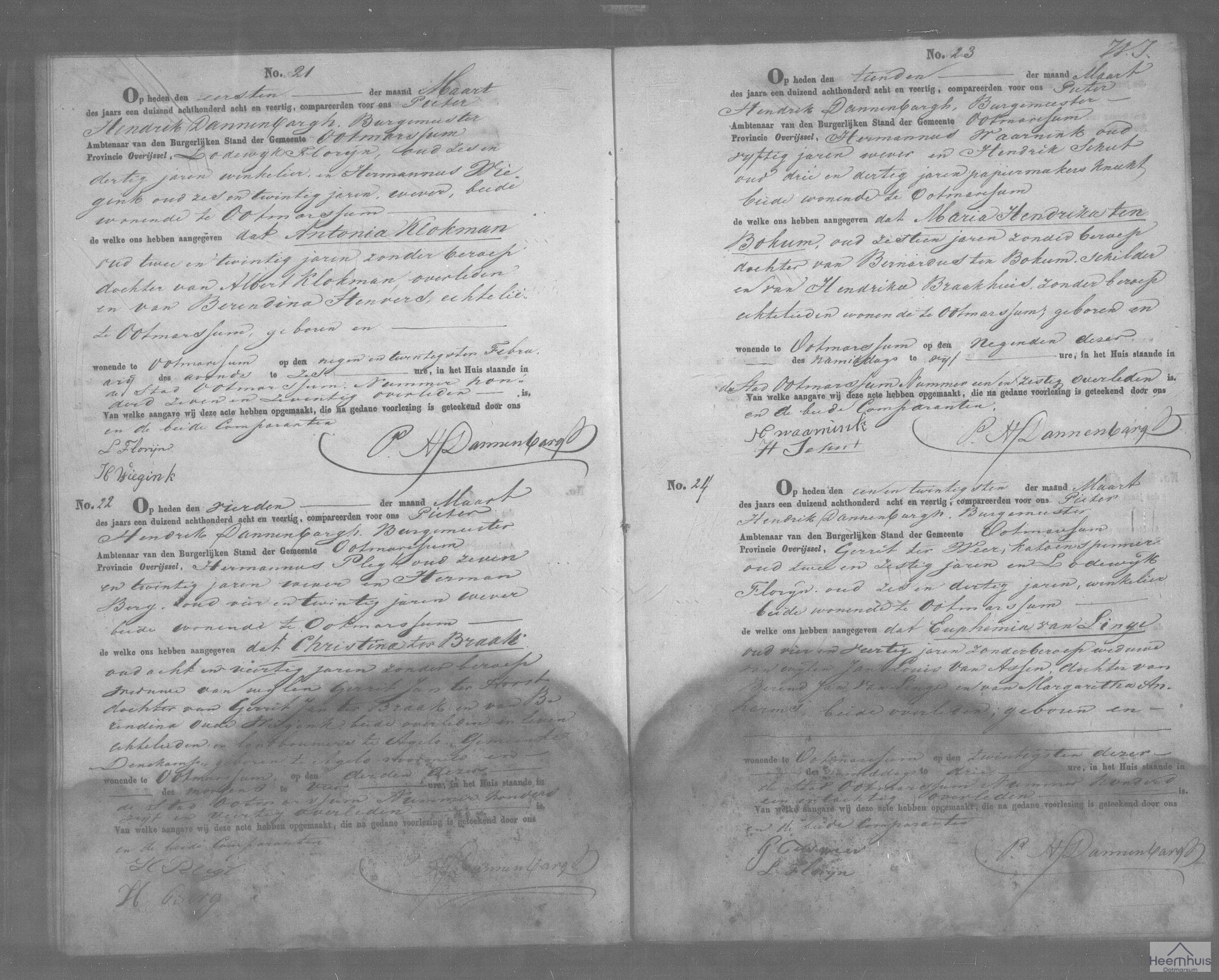 Overlijdensakte van Maria Hendrika ten Bokum