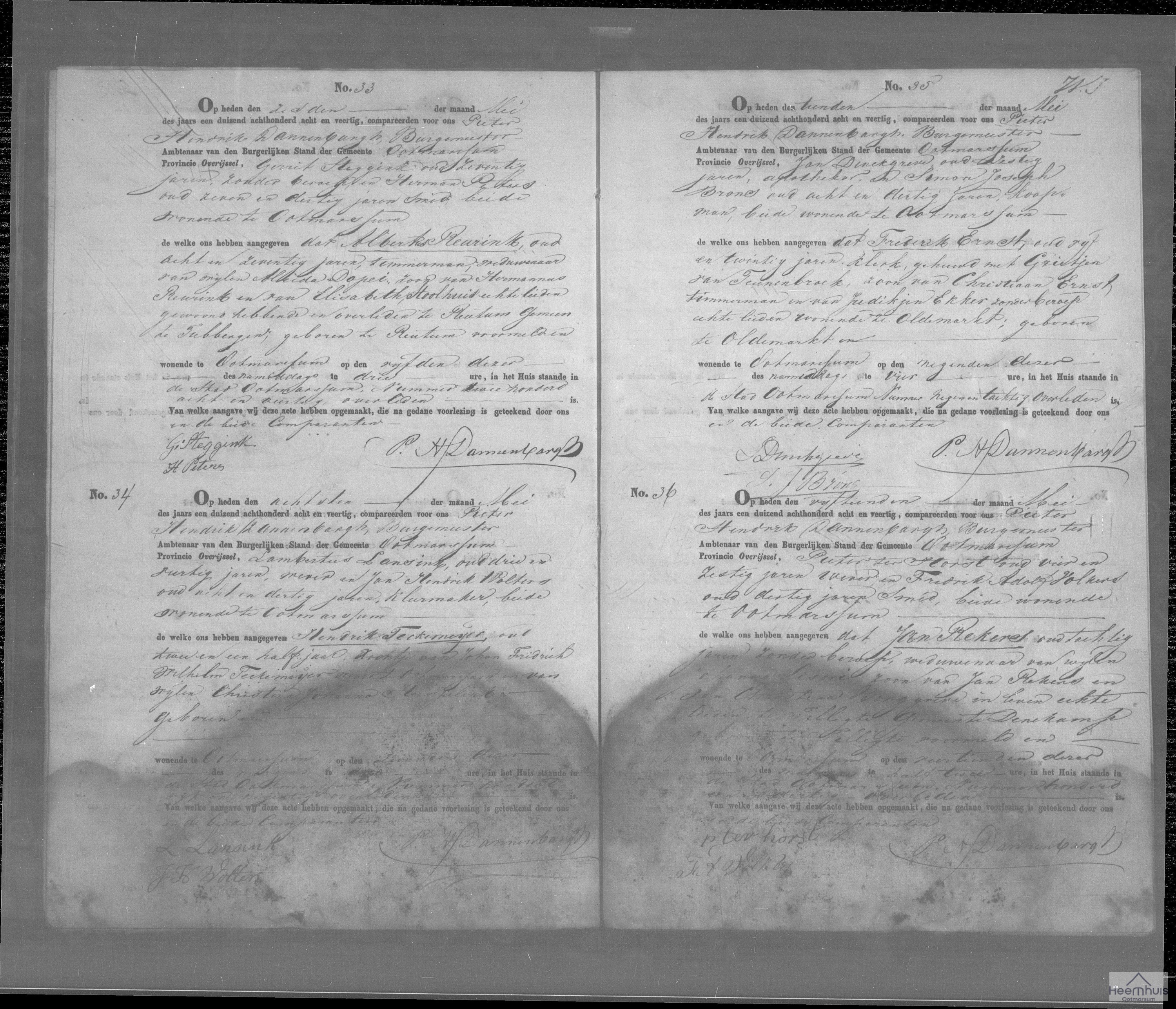 Overlijdensakte van Hendrik Teckemeijer