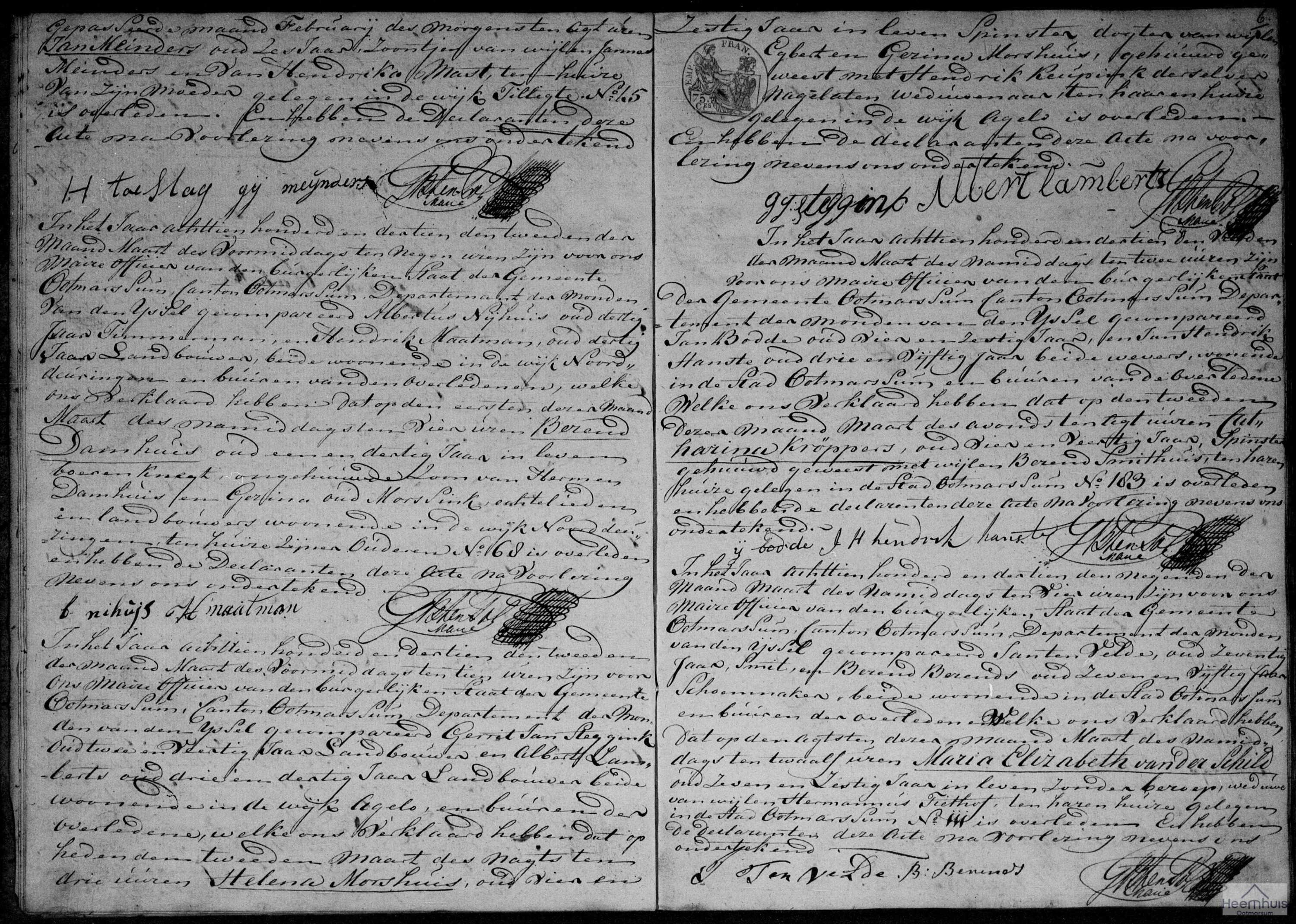 Overlijdensakte van Maria Elizabeth van der Schild