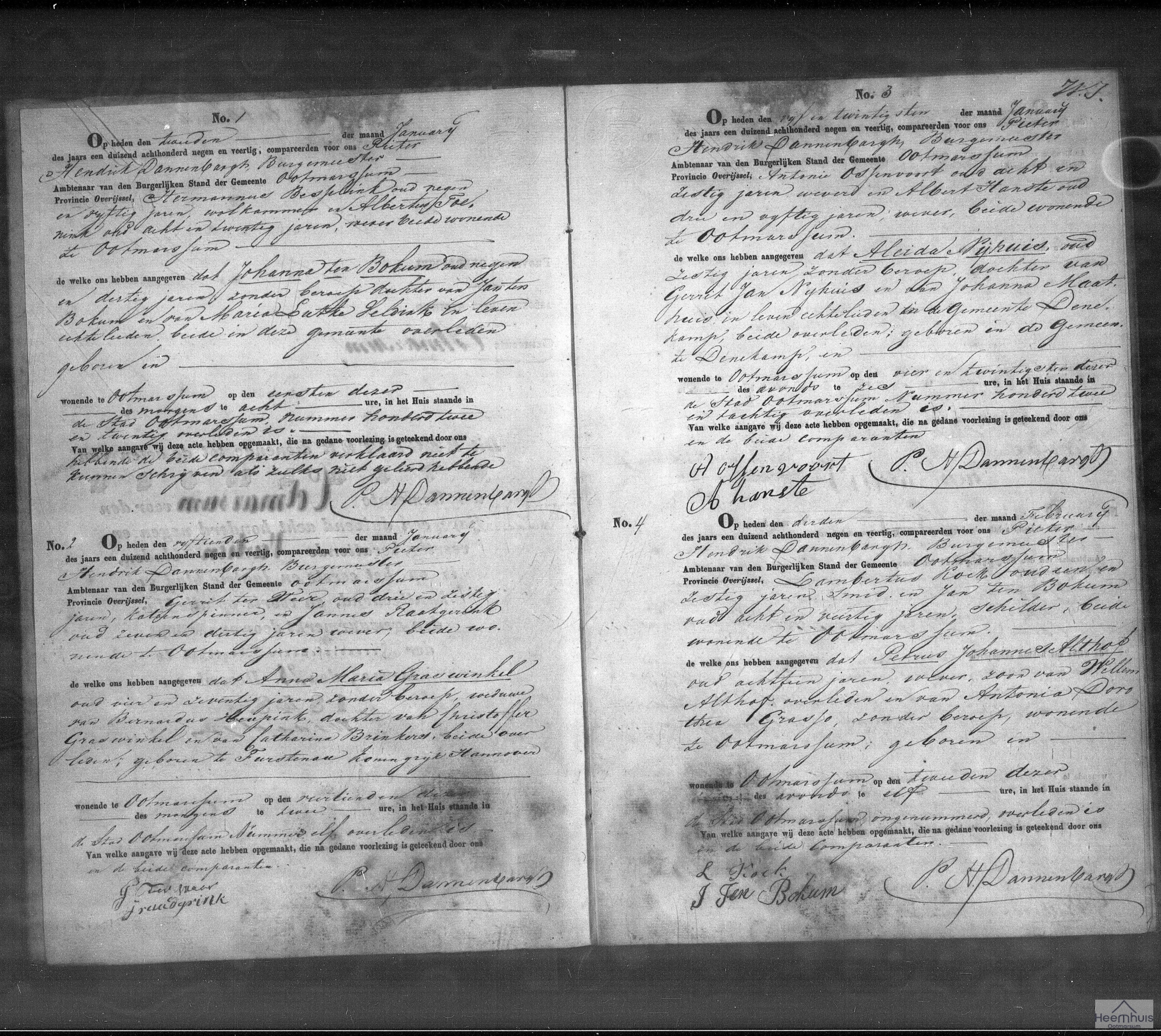 Overlijdensakte van Johanna ten Bokum Overlijdensakte van Johanna ten Bokum