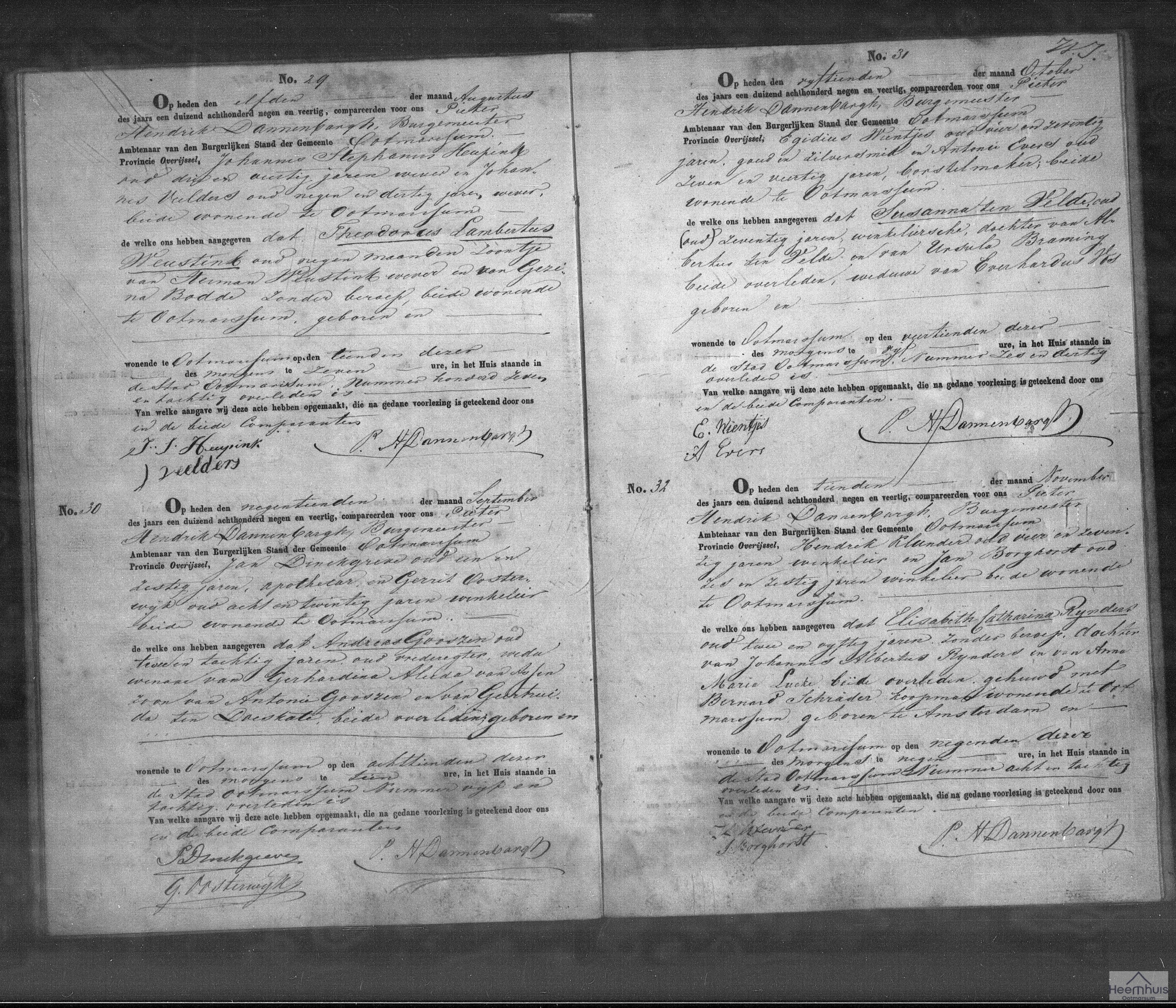 Overlijdensakte van Andreas Gooszen