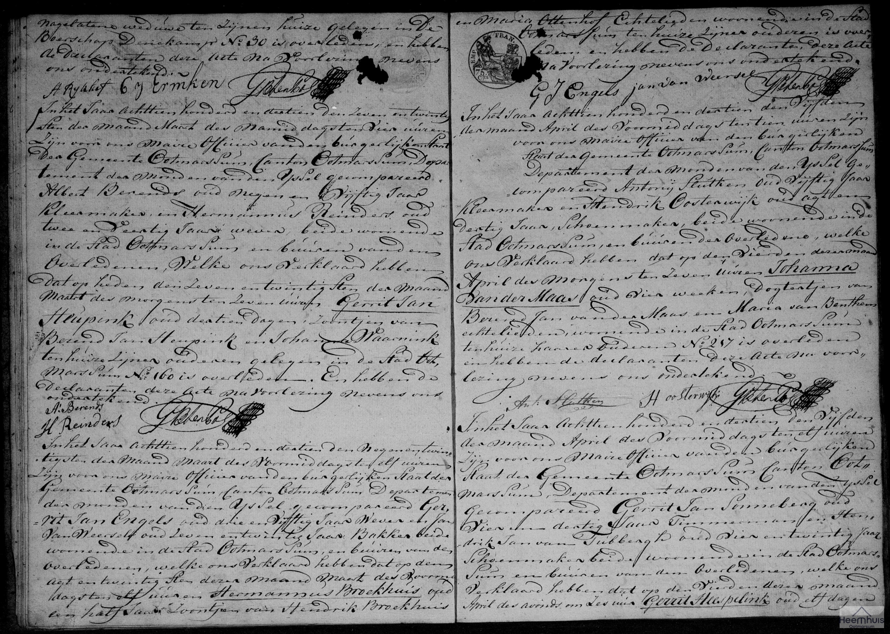 Overlijdensakte van Johanna van der Maas