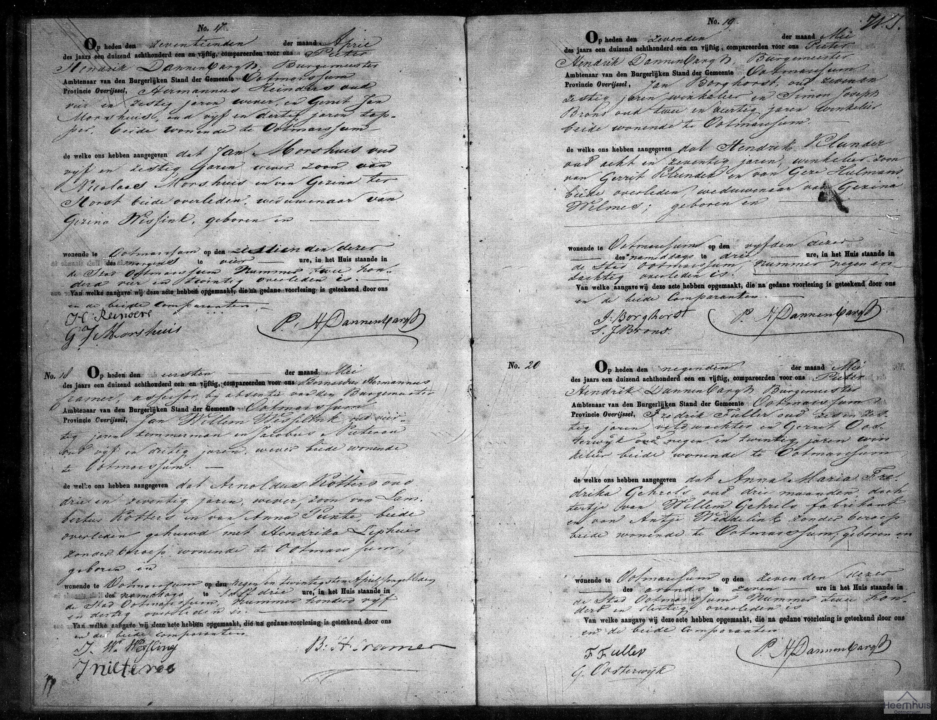 Overlijdensakte van Jan Morshuis Overlijdensakte van Jan Morshuis