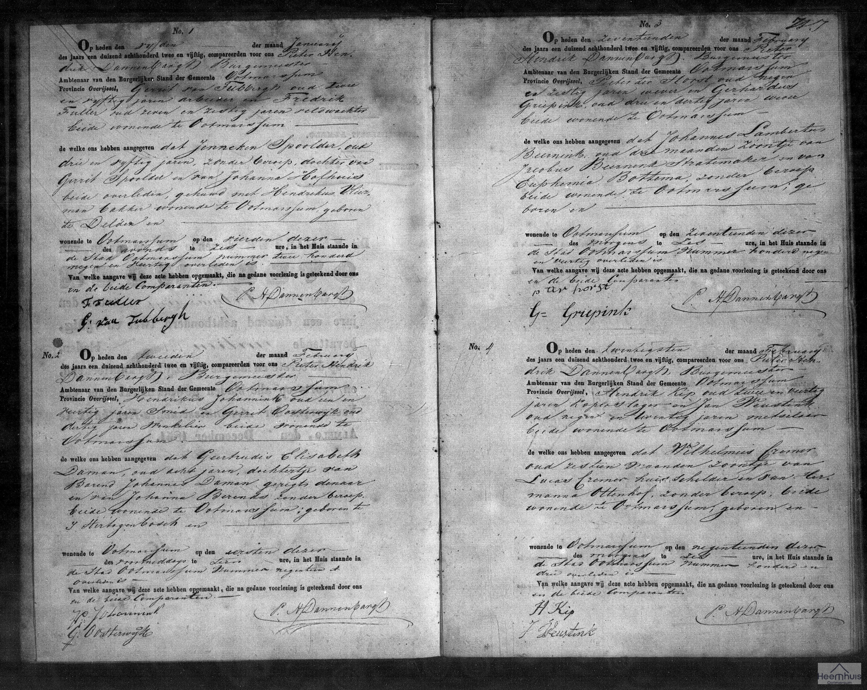 Overlijdensakte van Wilhelmus Cremer